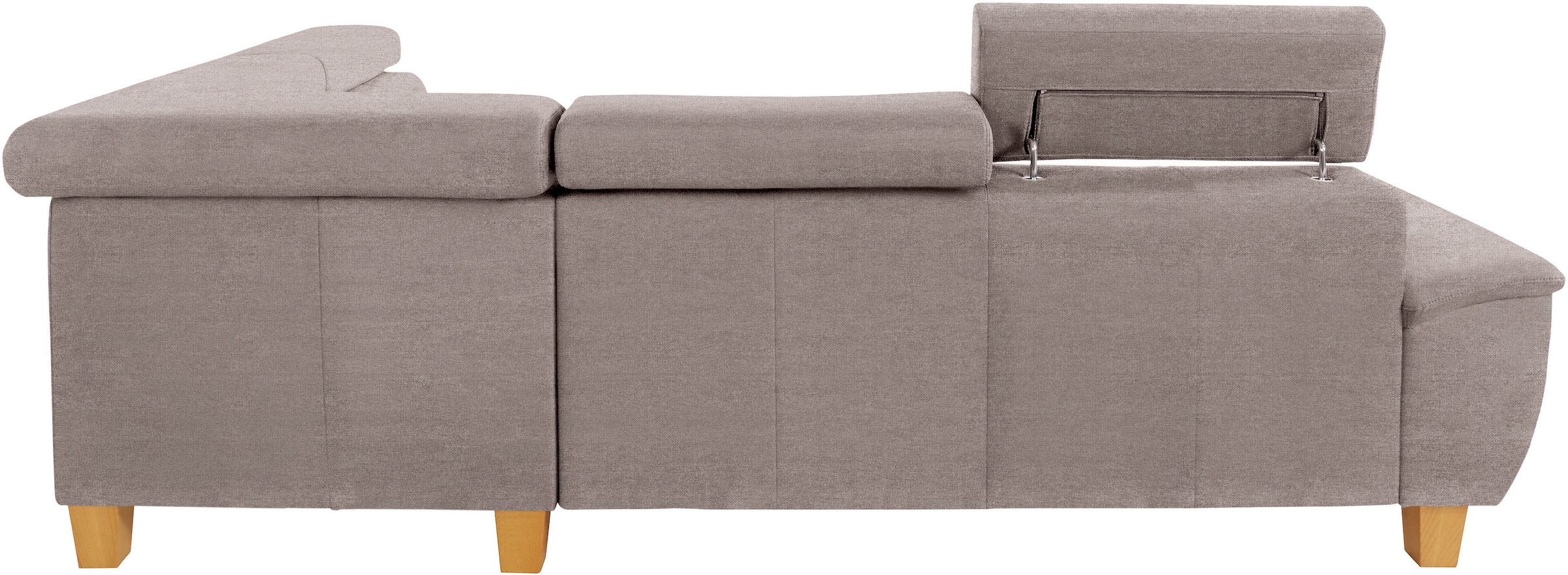 exxpo - sofa fashion Ecksofa »Enya, hoher Sitzkomfort, Breite 266cm, bequem, 12cm hohe Füße, L-Form« mit Kopfteilverstellung, wahlweise Bettfunktion u. Bettkasten