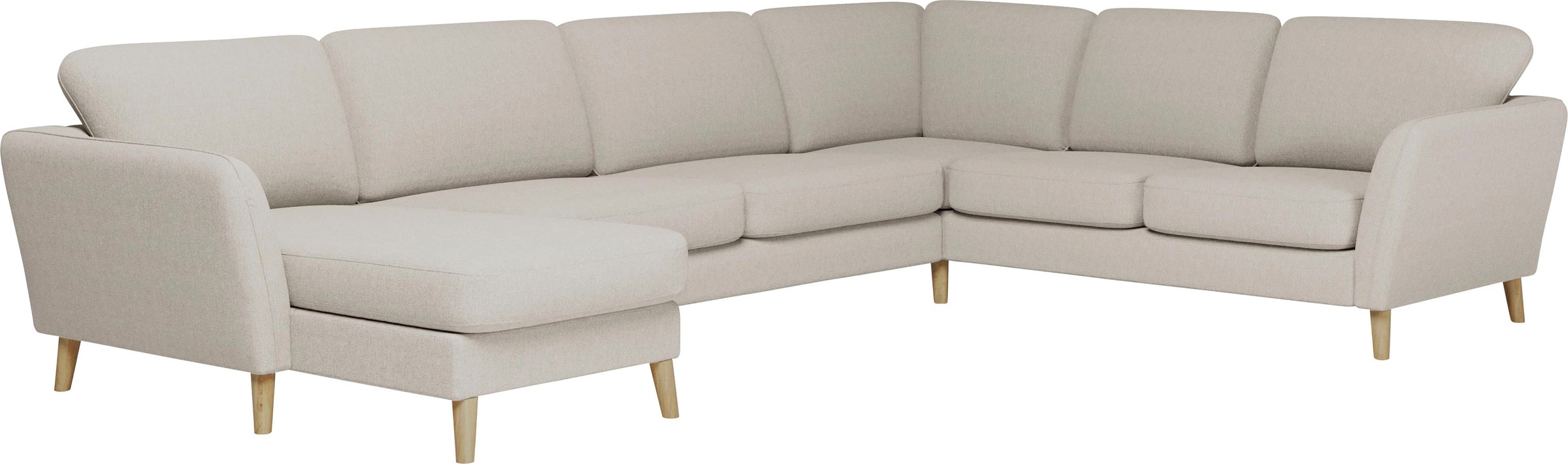 Home affaire Wohnlandschaft »MARSEILLE XXL 349cm, U-Form, Ottomane rechts/links wählbar«, Massivholzbeine aus Eiche, In verschieden Bezügen und Farbvarianten