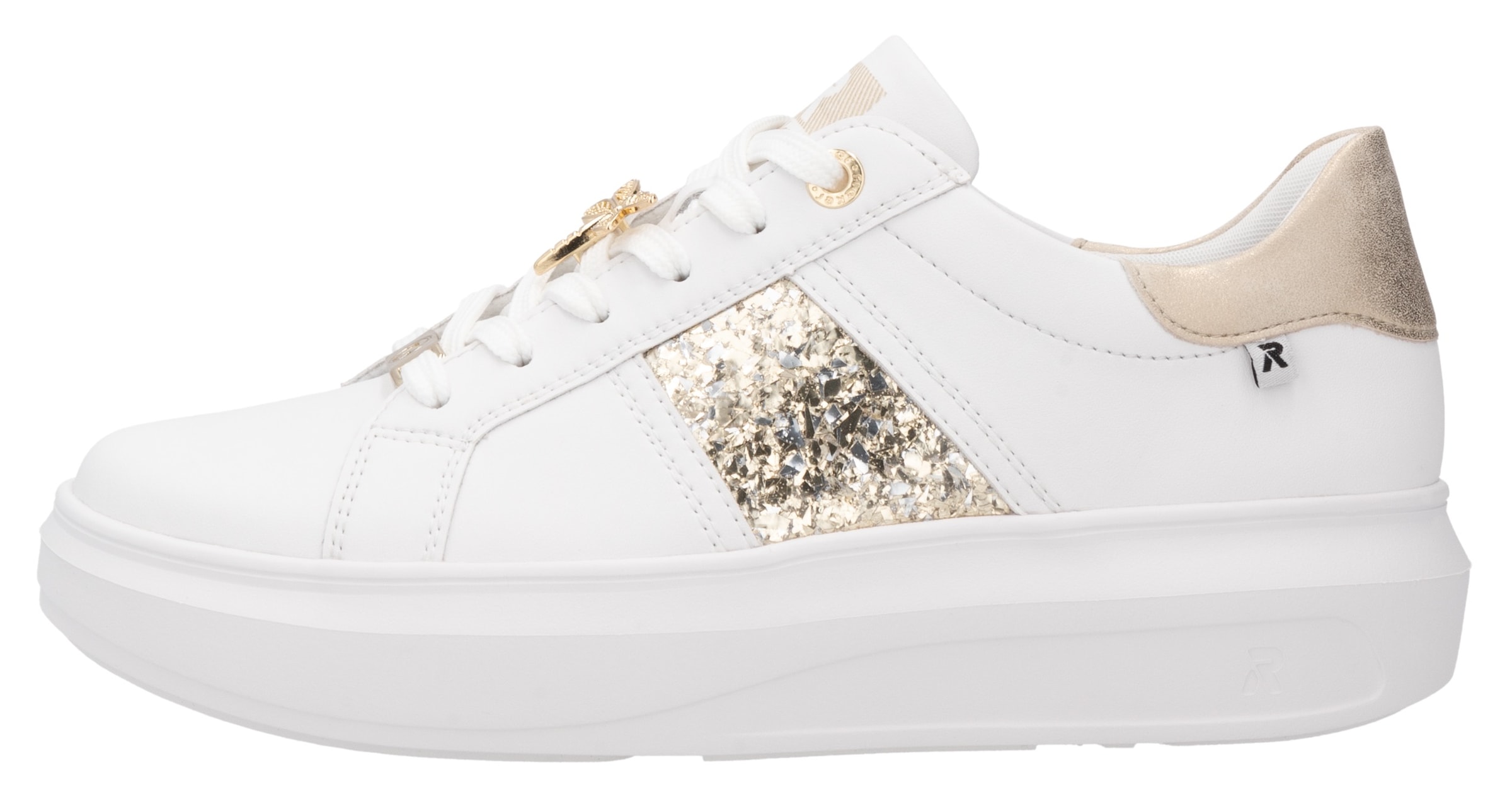 RIEKER Sport Plateausneaker  mit stylischen Metallic-Details, Freizeitschuh, Halbschuh, Schnürschuh