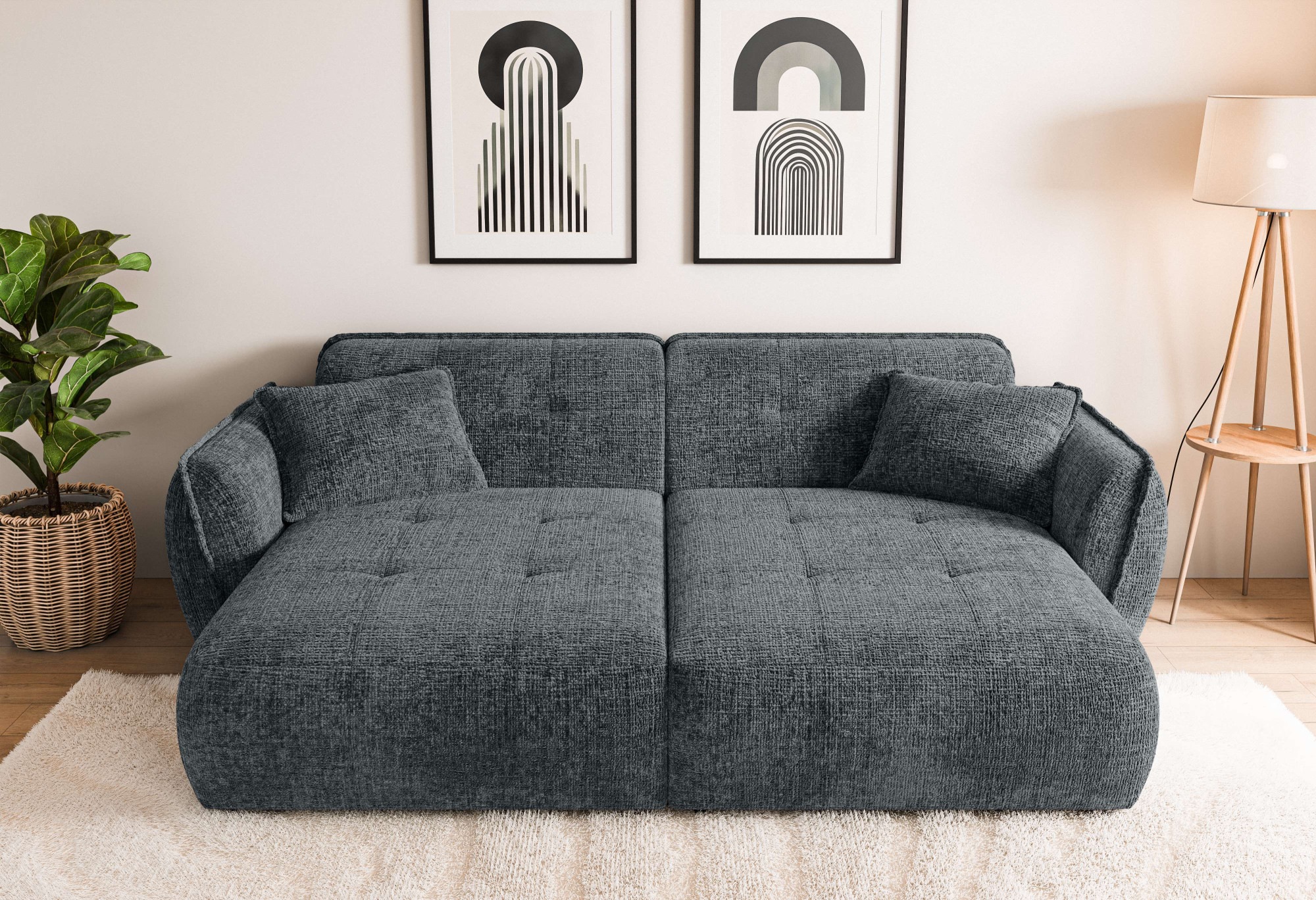Home affaire Big-Sofa »MIRELDA Design-Sofa mit Steppungen, extra tief, Brei günstig online kaufen