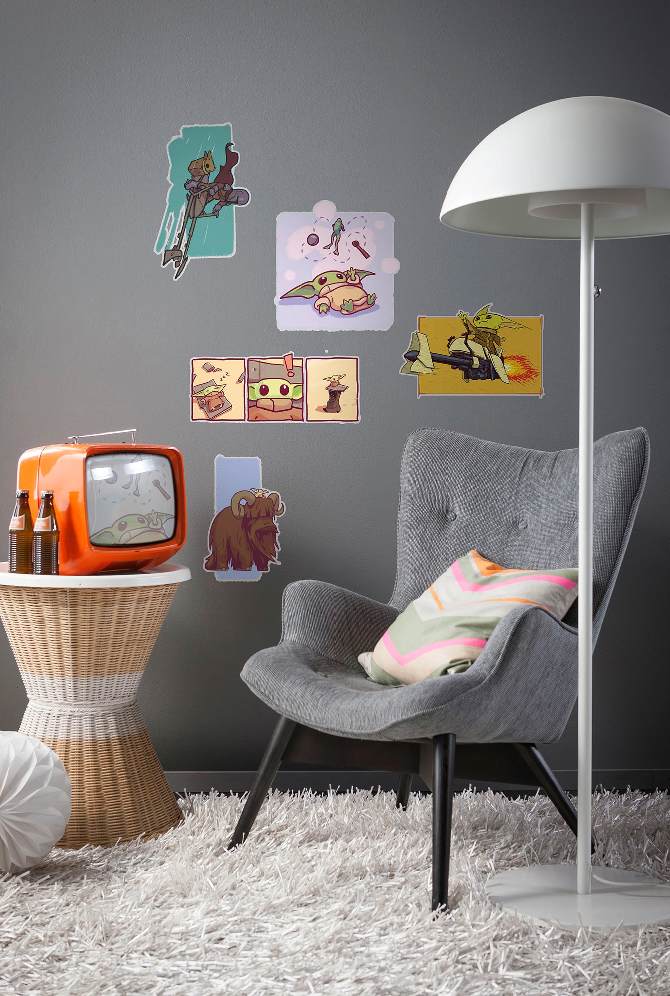 Komar Wandtattoo »Mandalorian Funny Grogu - Größe 50 x 70 cm«, (5 St.), selbstklebend, Wandsticker, Kinderzimmer