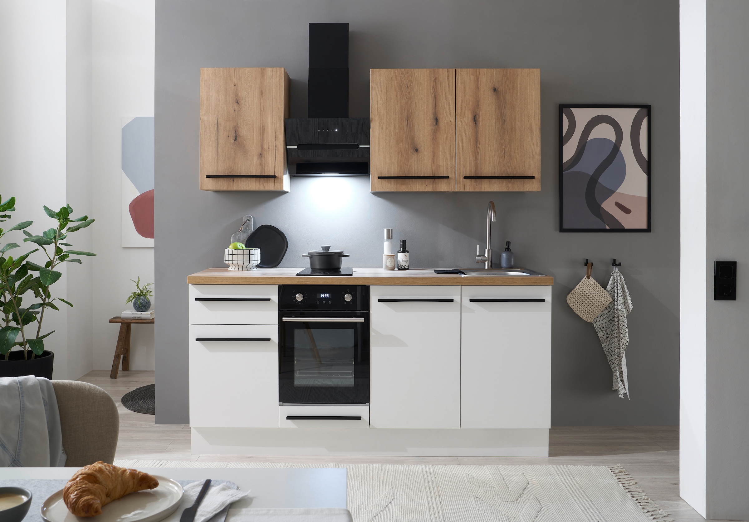 BASIC by Balculina Pantryküche »Torcello BxHxT 180x210x60 cm«, Breite 180cm, wahlweise mit E-Geräten, Softclose-Funktion