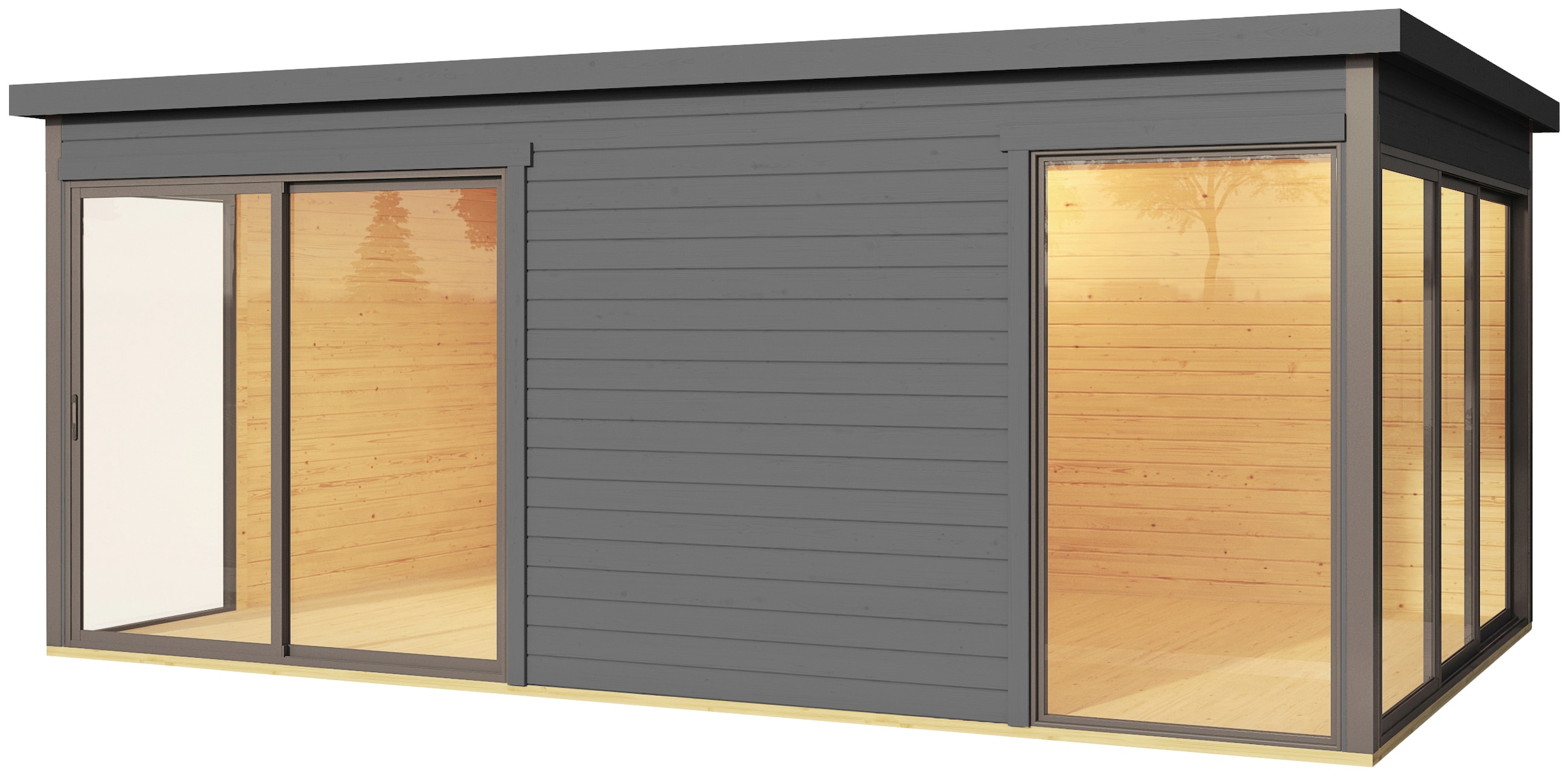 LASITA MAJA Gartenhaus »DOMEO 3 CARBONGRAU/ANTHRAZIT«, (Set), 2-Raum, Fundamentmass 5088 x 3219, Carbongrau