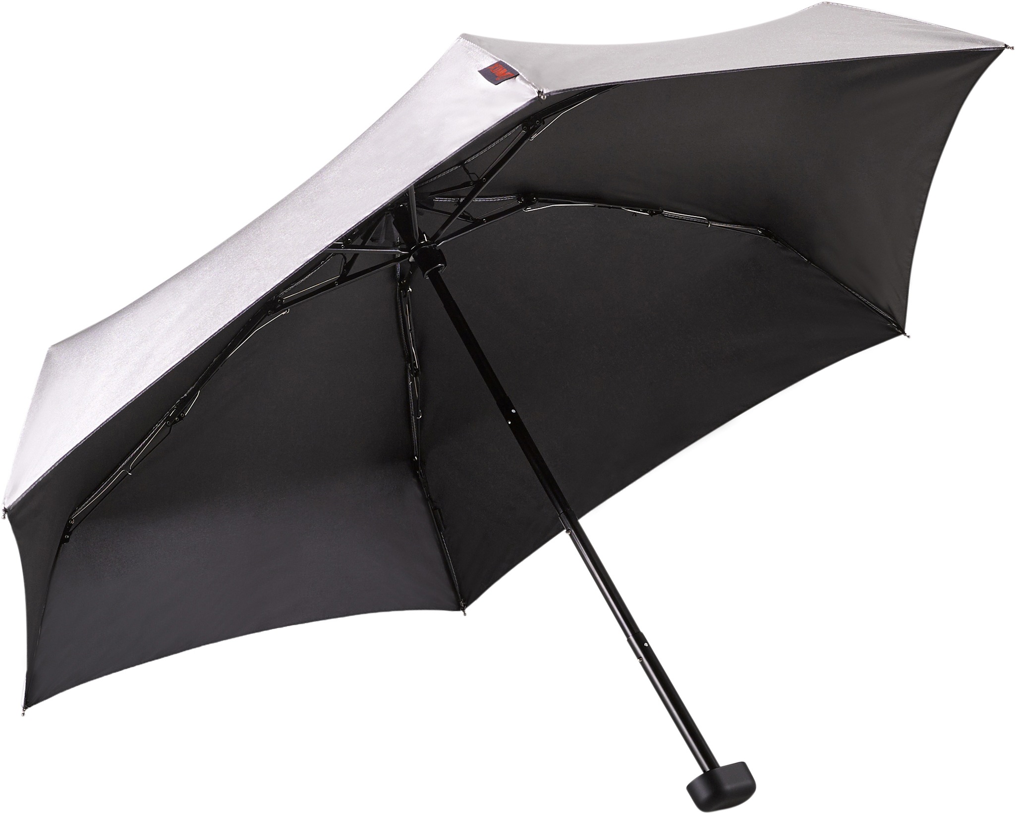EuroSCHIRM® Taschenregenschirm »Dainty, silber«, extra flach und kurz, mit UV-Lichtschutzfaktor 50+
