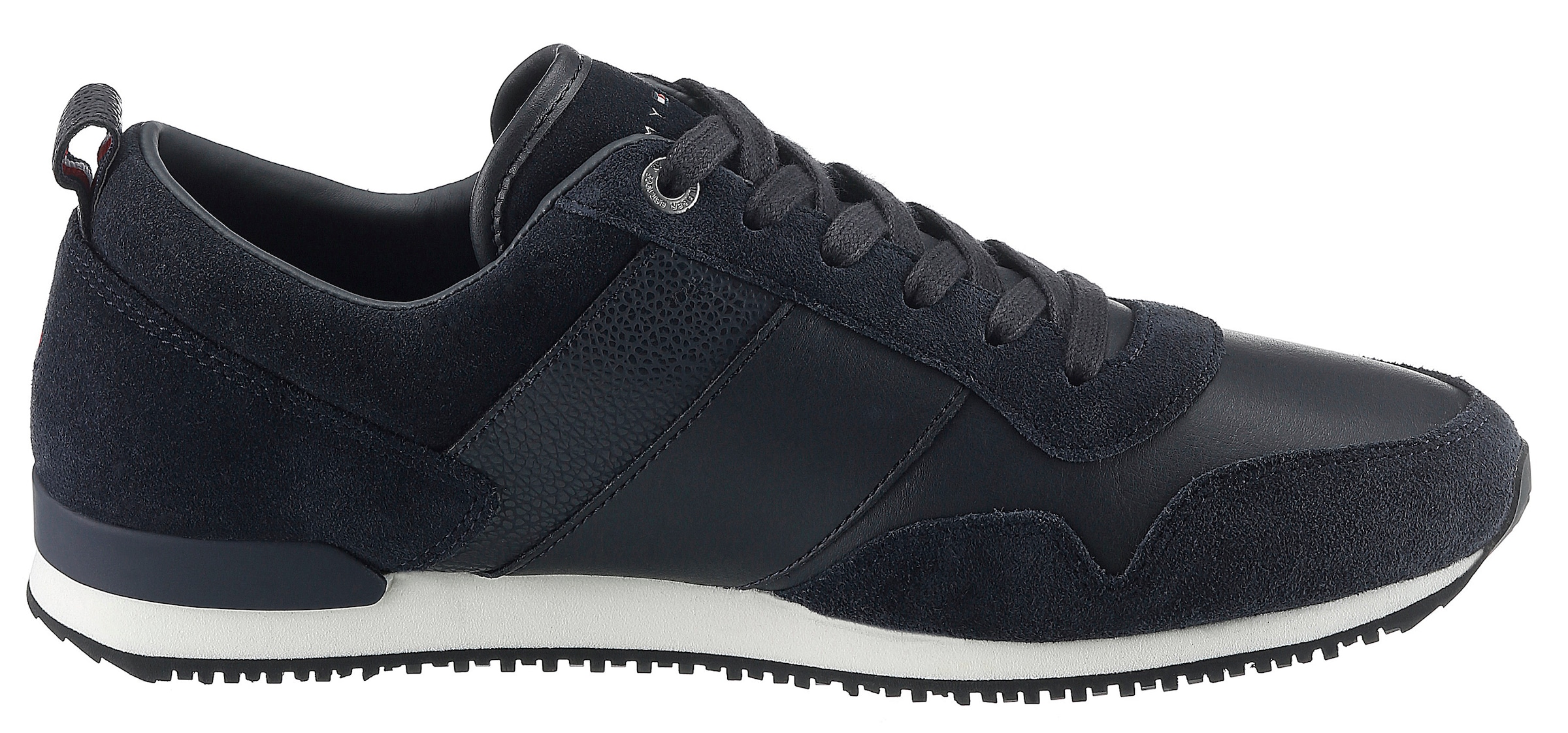 Tommy Hilfiger Sneaker »ICONIC LEATHER SUEDE MIX RUNNER«, im Materialmix, Freizeitschuh, Halbschuh, Schnürschuh