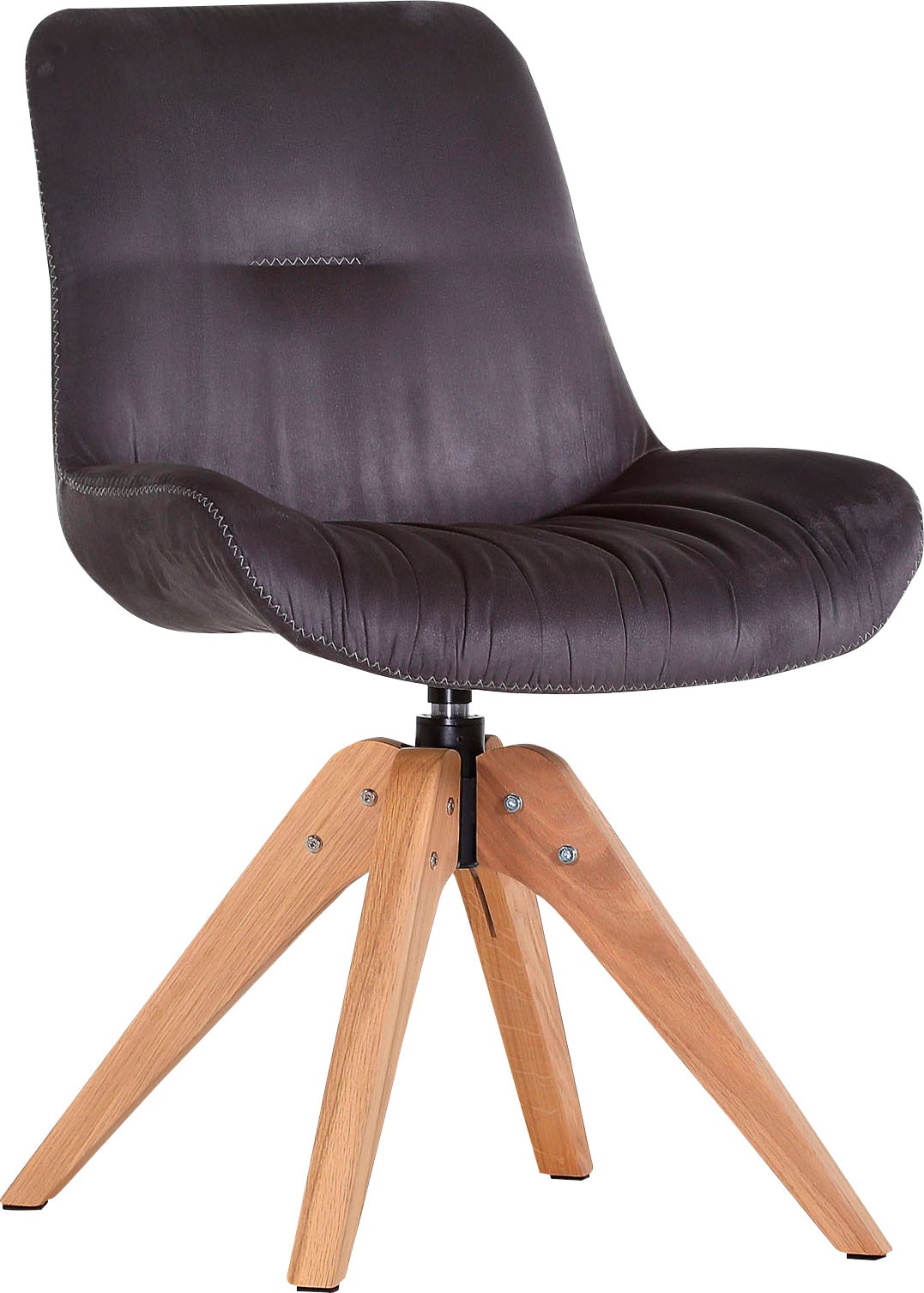 Stuhl "Iggy", (Set), 2 St Drehstuhl in Vintage Optik, im 2er-Set, Drehstuhl, Lederlook grau B/H/T: 55 cm x 84 cm x 60 cm