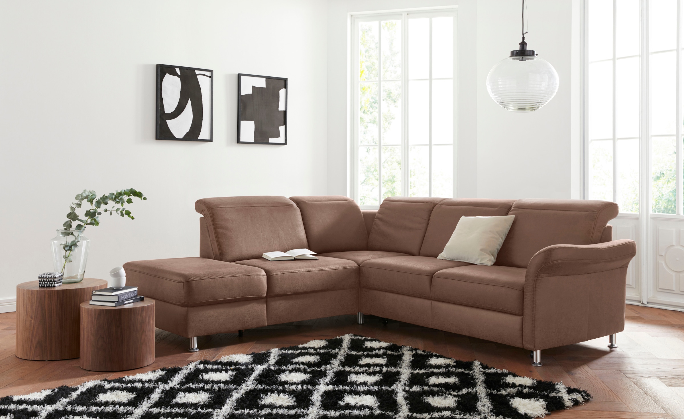 sit&more Ecksofa »Darwin L-Form« inklusive Federkern, wahlweise mit Kopftei günstig online kaufen