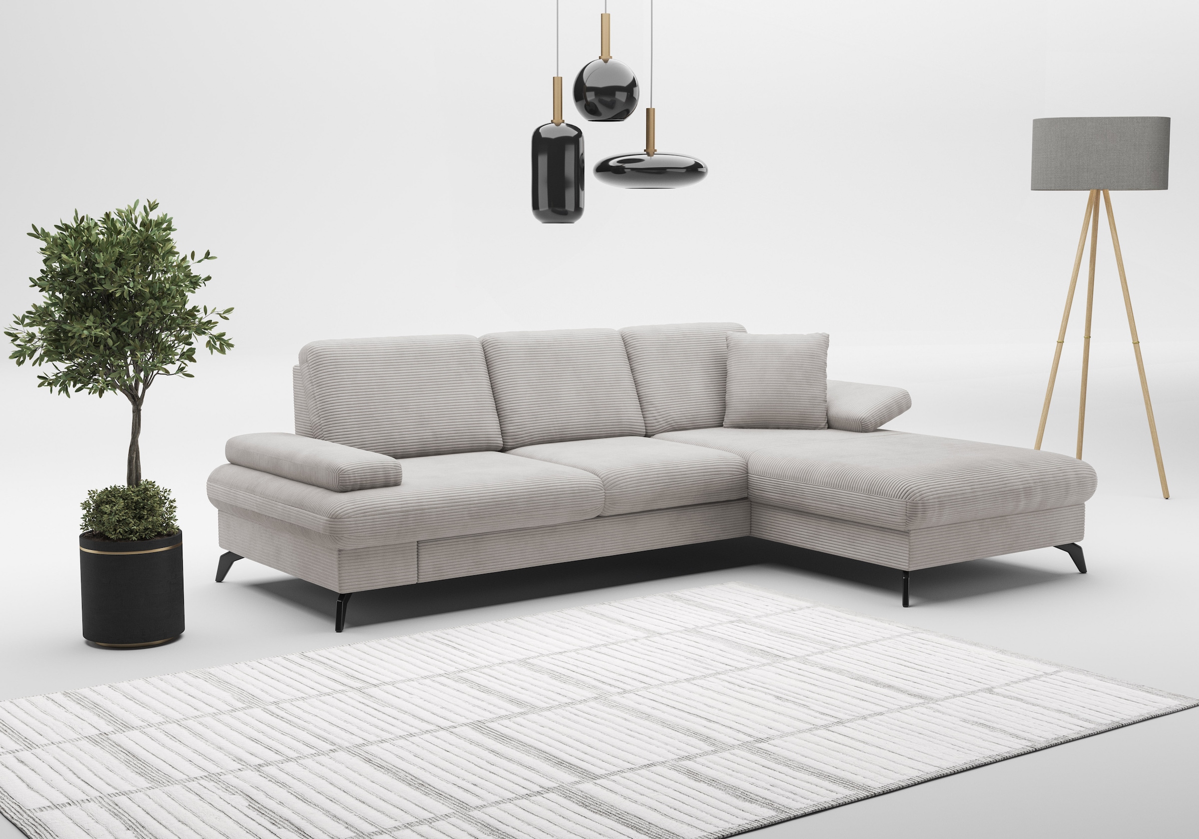 sit&more Ecksofa »Morris Jubi L-Form«, inkl. Armteilfunktion und 1 Zierkissen, wahlweise mit Bettfunktion