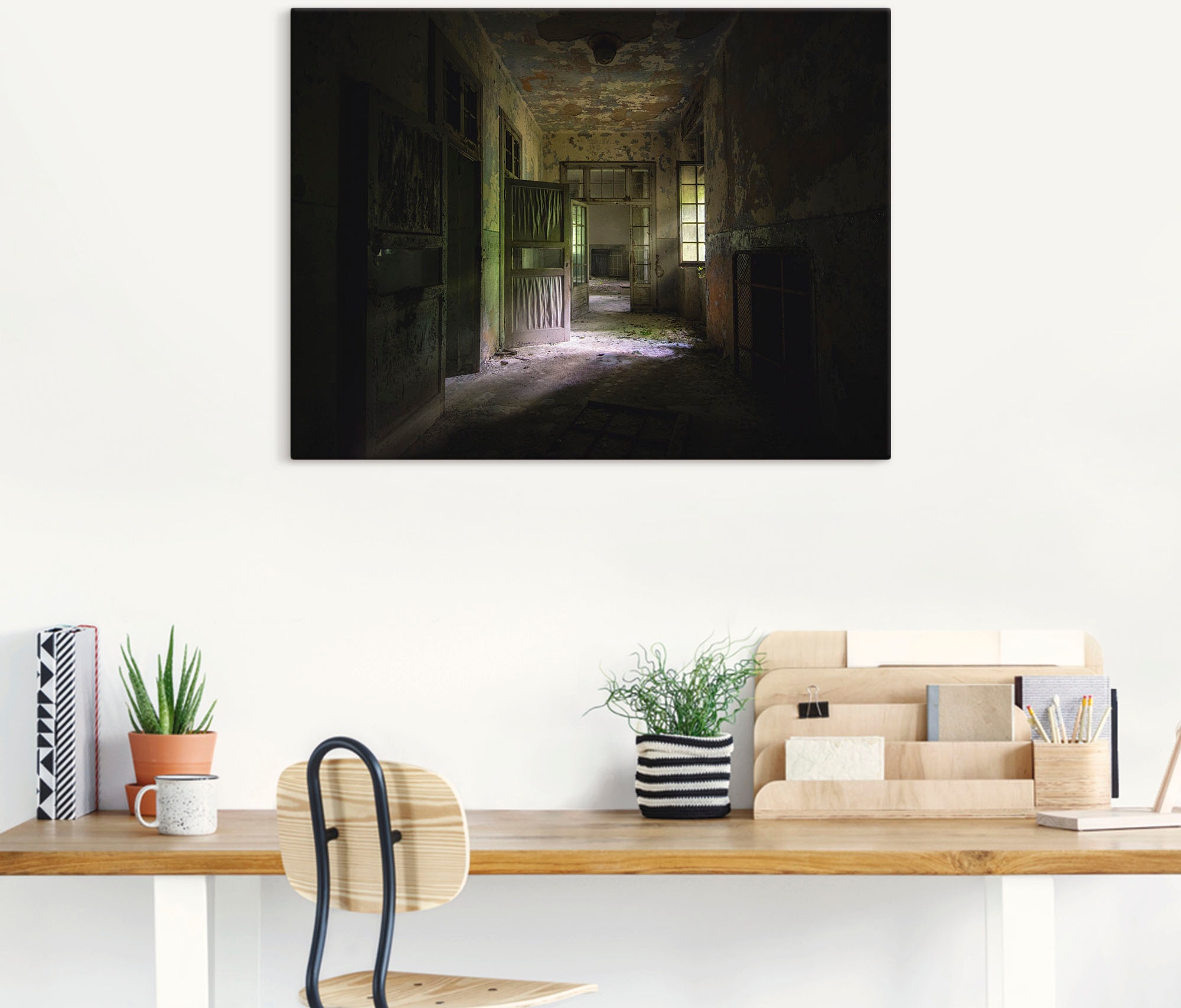 Artland Wandbild »Lost Place Düsterer Flur Türen Gang«, Fenster & Türen, (1 St.), als Alubild, Outdoorbild, Leinwandbild, Poster in verschied. Größen