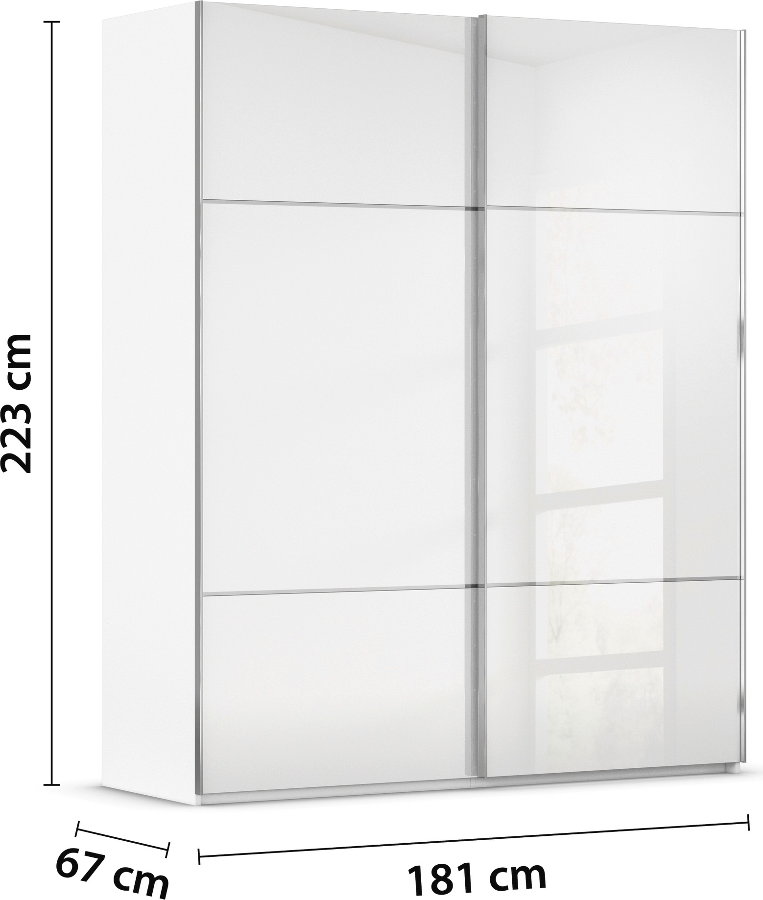 rauch Schwebetürenschrank »Kleiderschrank Schrank Garderobe Schlafzimmerschrank SCALE-TRIO« edle dreigeteilte Front mit 2 Zierleisten Glasfront MADE IN GERMANY