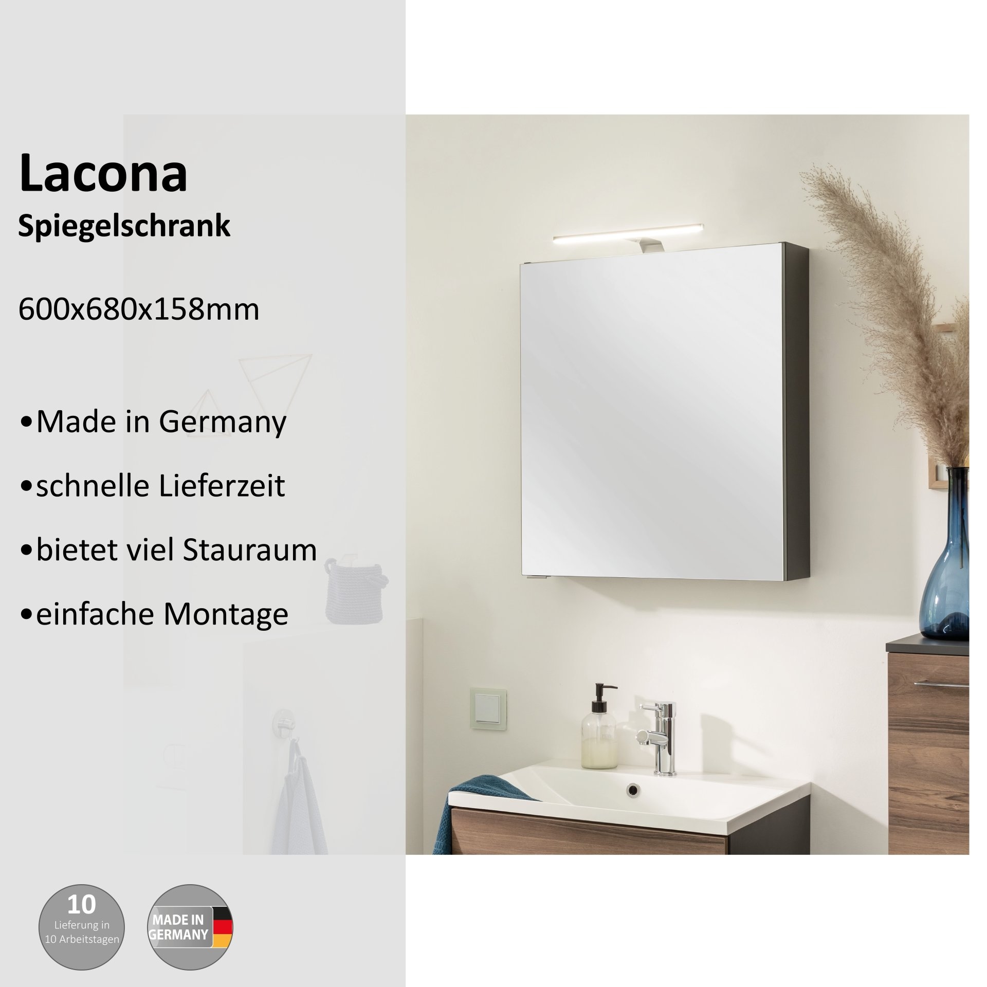 welltime Spiegelschrank »Lacona«