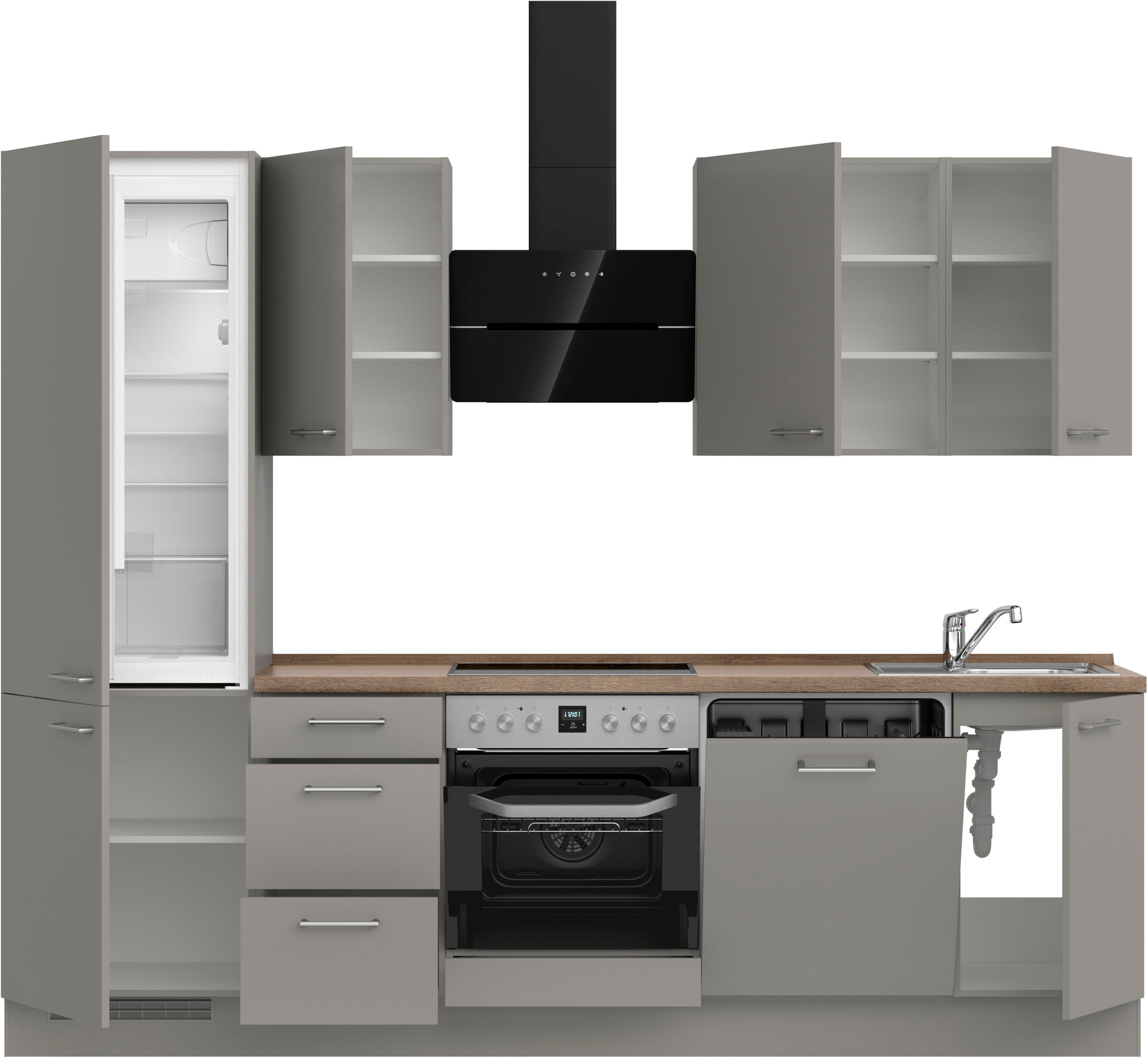 nobilia® Küchenzeile »"Laser II"«, vormontiert, Ausrichtung wählbar, Breite 270 cm, wahlw. mit E-Geräten