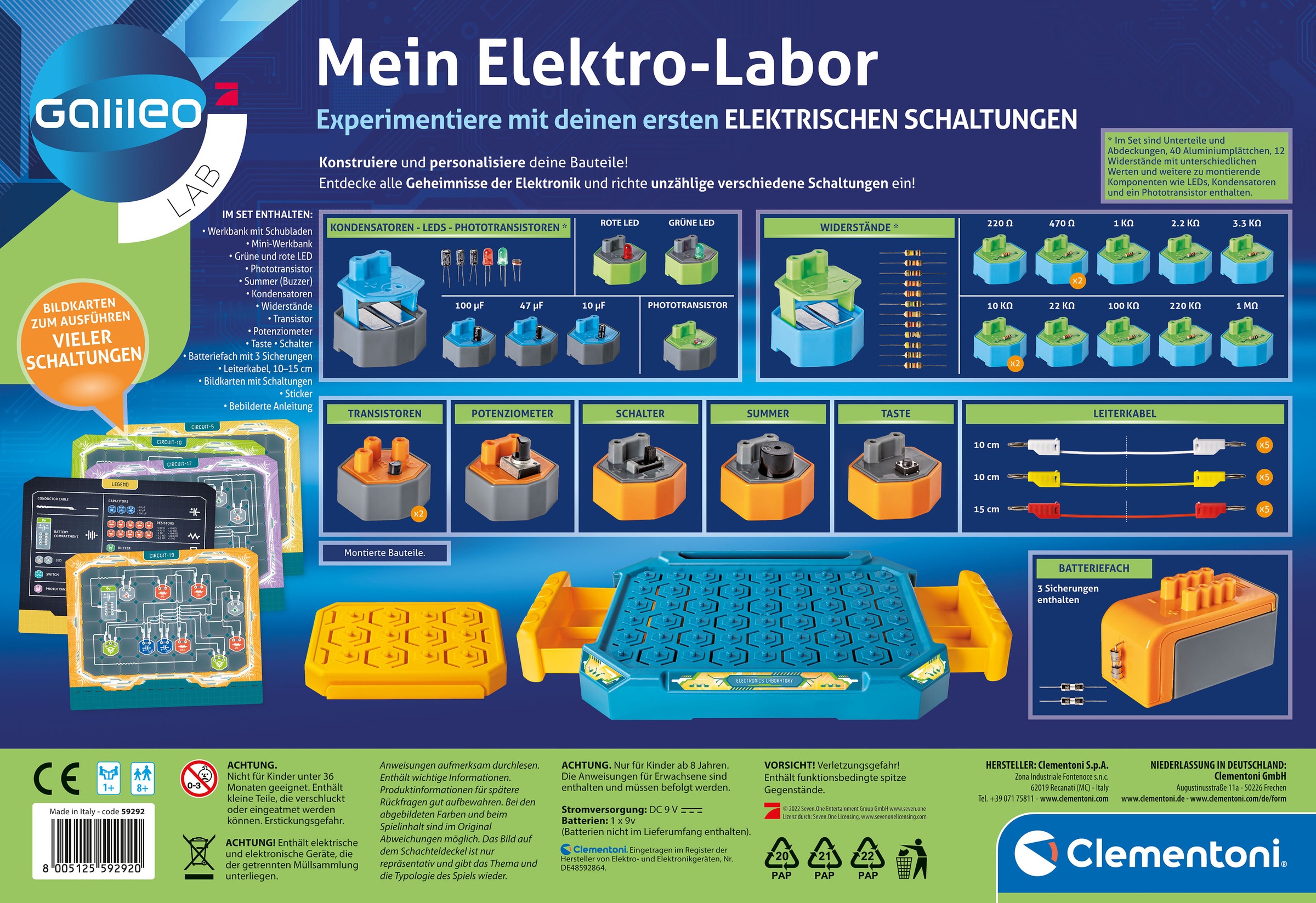 Clementoni® Experimentierkasten »Galileo, Mein Elektro-Labor«
