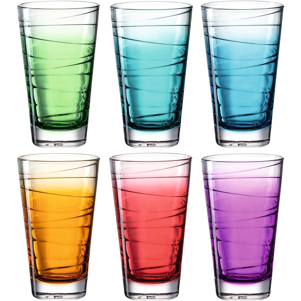 LEONARDO Longdrinkglas »VARIO STRUTTURA«, (Set, 6 tlg.), Colori-Glas, Farbverlauf, 280 ml, 6-teilig