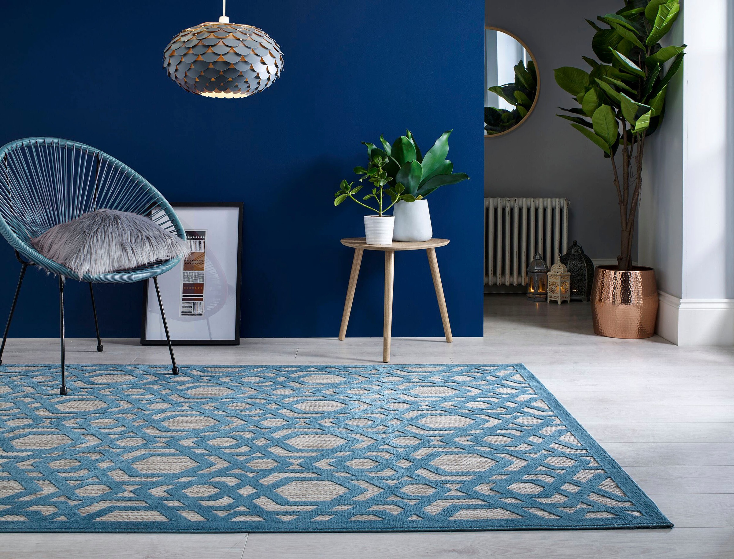 FLAIR RUGS Teppich »Oro«, rechteckig, 4 mm Höhe, fußbodenheizungsgeeignet, samtartiger Flor, geometrisch gemustert