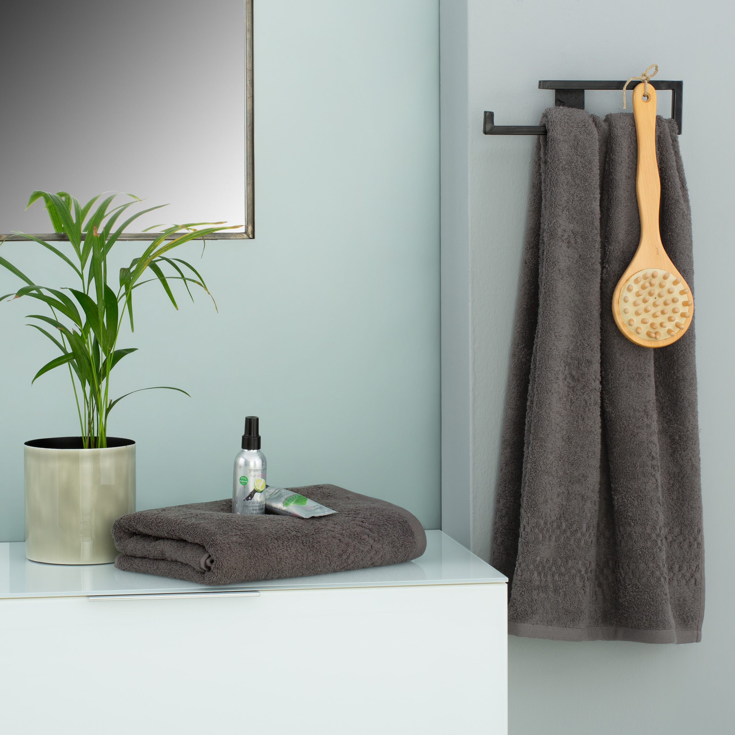 my home Duschtücher »Regona, Duschtücher (70x140cm), flauschig und weich, 500 gr/m²«, (Set, 2 St.), Premium Handtücher mit Bordüre, Handtuch-Set, 100% Baumwolle