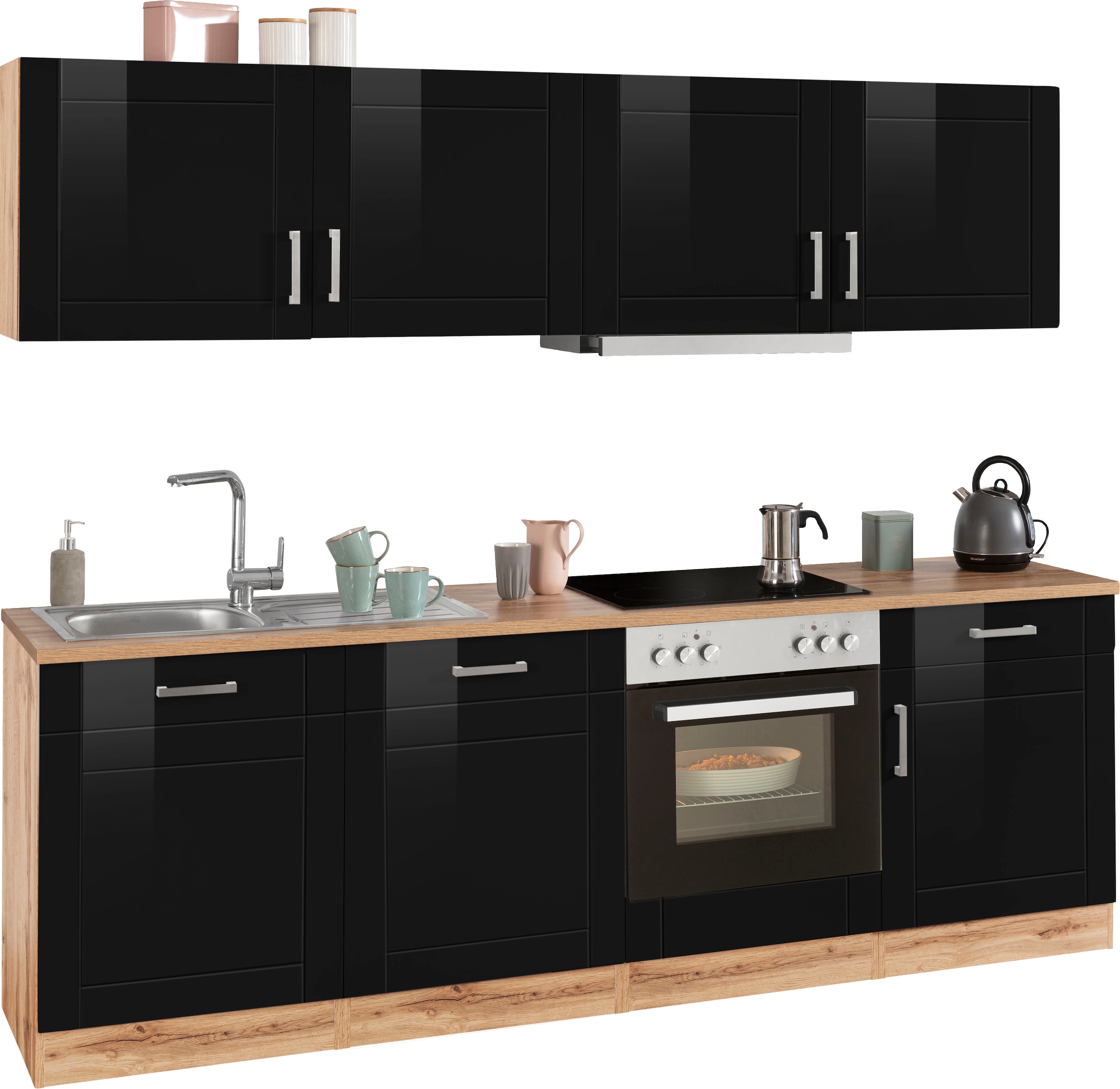 KOCHSTATION Küchenzeile »KS-Tinnum«, mit E-Geräten, Breite 240 cm