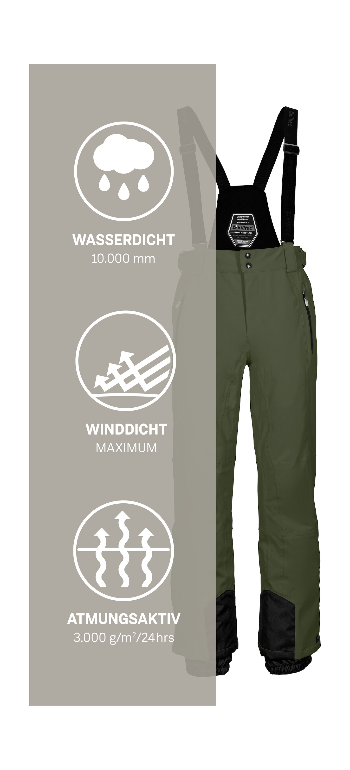 Killtec Skihose »KSW 100 ENOSH MN SKI PNTS«, Wind- und wasserdichte Skihose, verstellbar, mit Schneefängen