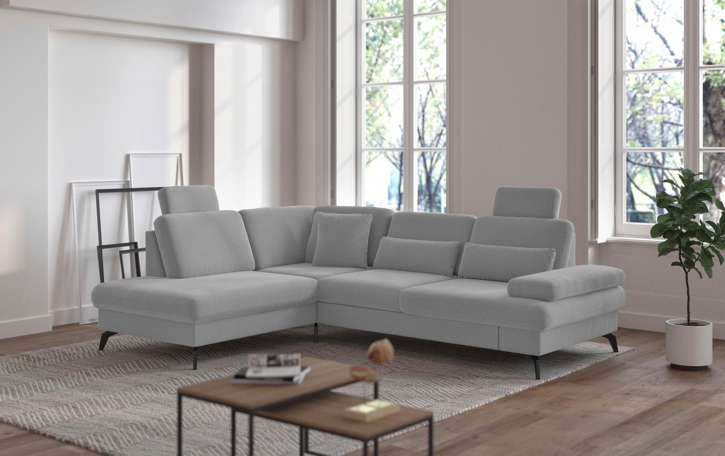 sit&more Ecksofa »Morris L-Form, inkl. Sitztiefenverstellung«, wahlweise mit Armteilverstellung, Bettfunktion & Bettkasten