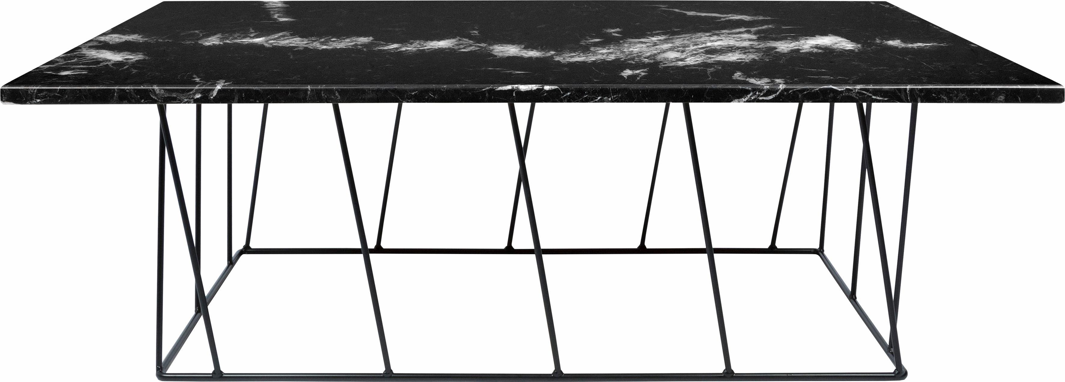 Couchtisch „Helix“, aus einer schönen Marmor Tischplatte und einem schwarzen Metallgestell, Schwarze Marmorplatte B/H/T: 120 cm x 40 cm x 75 cm