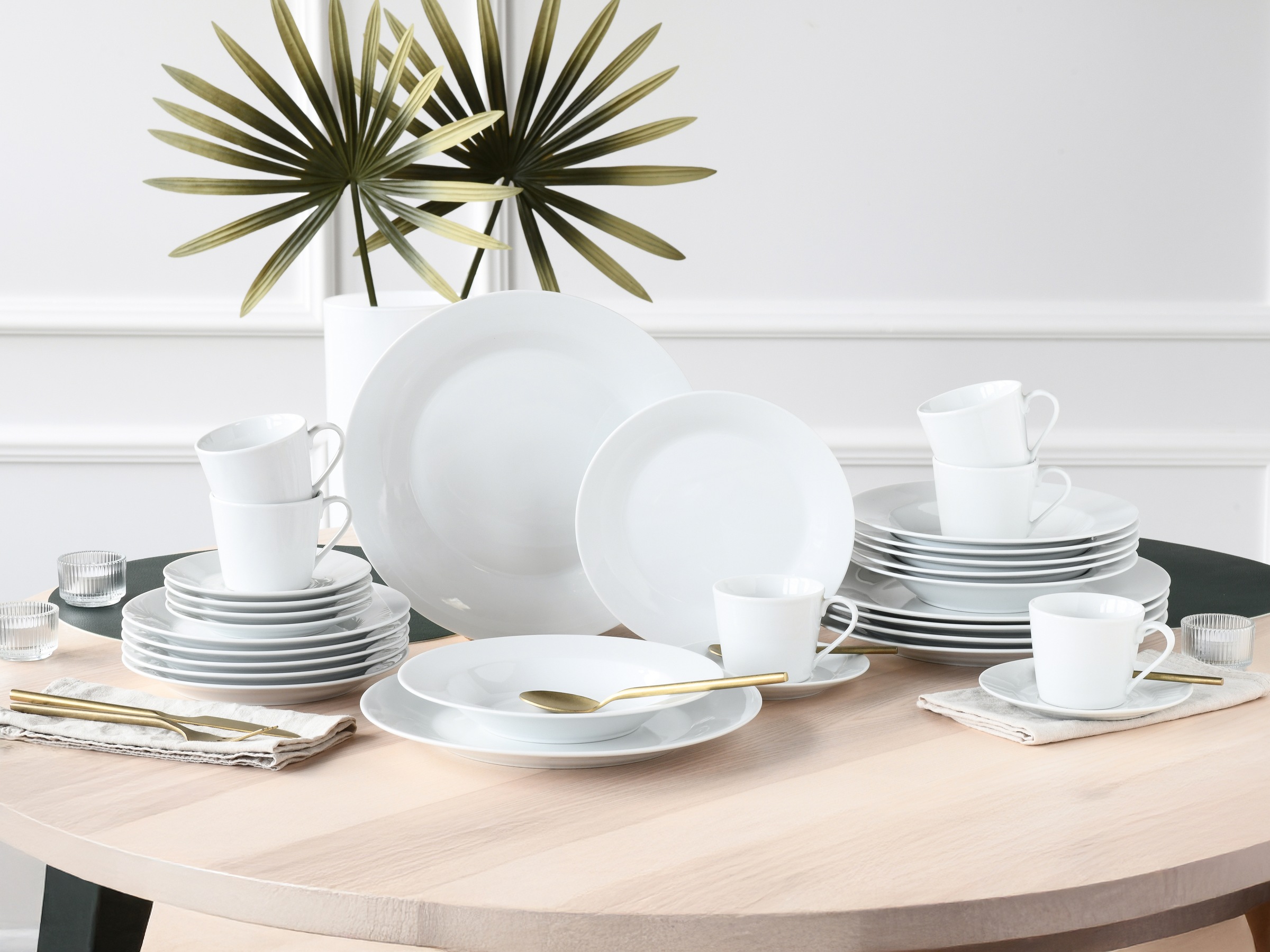 CreaTable Kombiservice »BASE Weiß, Service 30-tlg.« Klassisch, Zeitlos, Der Alleskönner