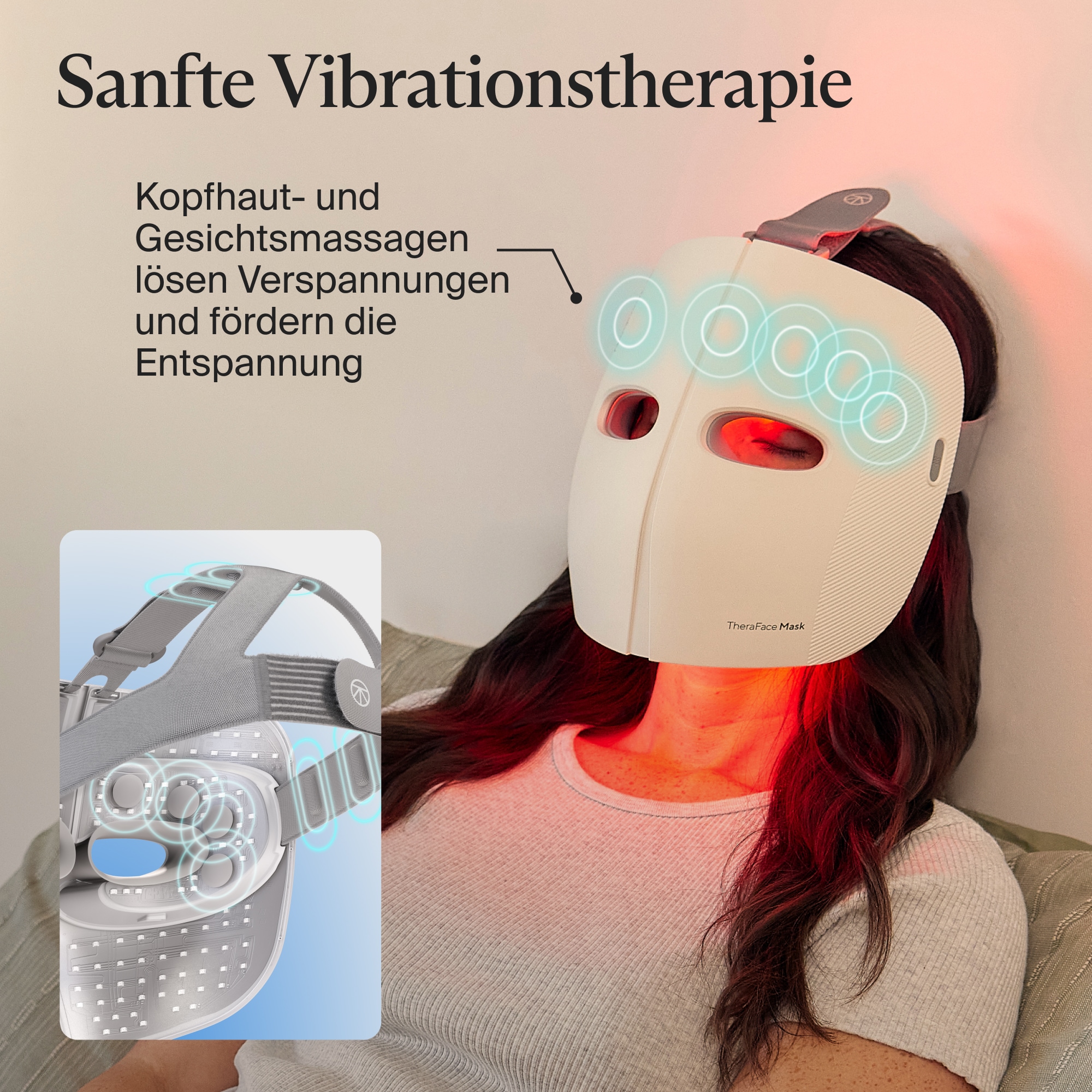 Therabody Kosmetikbehandlungsgerät »TheraFace Mask LED-Hautpflegemaske mit Vibrationstherapie«, Verbesserung der Hautstruktur, klinisch erwiesene Vorteile