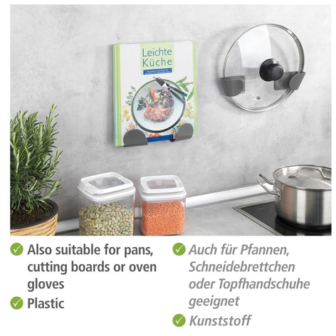 WENKO Küchenorganizer-Set »Topfdeckelhalter«, (Set, 8 tlg.), Halterung für Kochtopfdeckel aus Kunststoff, Befestigen ohne Bohren