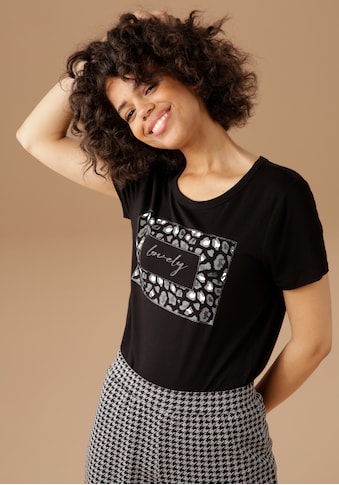 Aniston CASUAL T-Shirt, mit Glitzer verziertem Animal-Print und "lovely"-Schriftzug kaufen