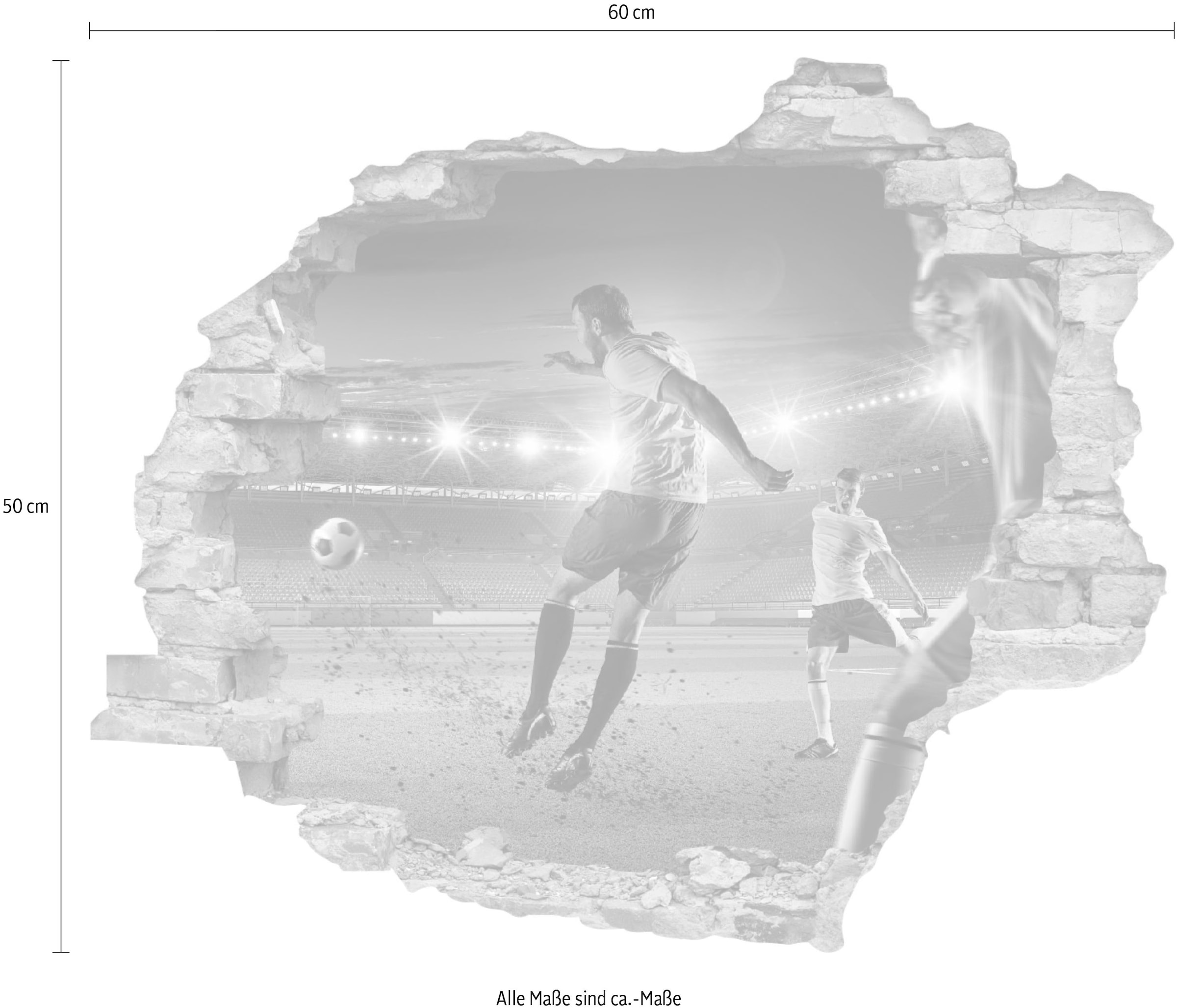queence Wandtattoo »Fußball Schuss«, (1 St.), Wandsticker, Wandbild, selbstklebend, 3D, Wanddurchbruch