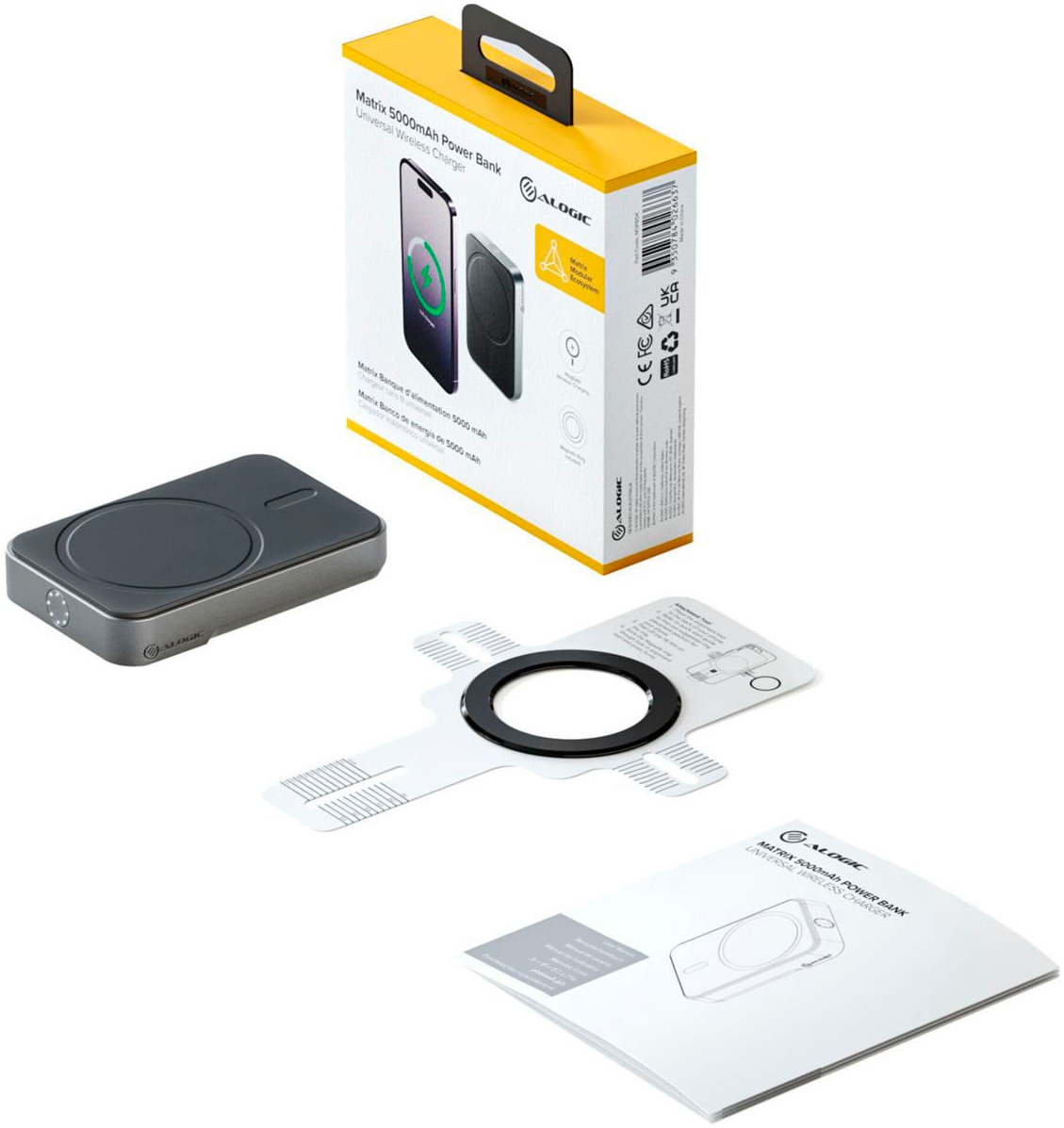 ALOGIC Powerbank »Matrix Universal Magnetic MagSafe«, Matrix Universal Magnetic MagSafe Powerbank 5000mAh Black, 5000 mAh
