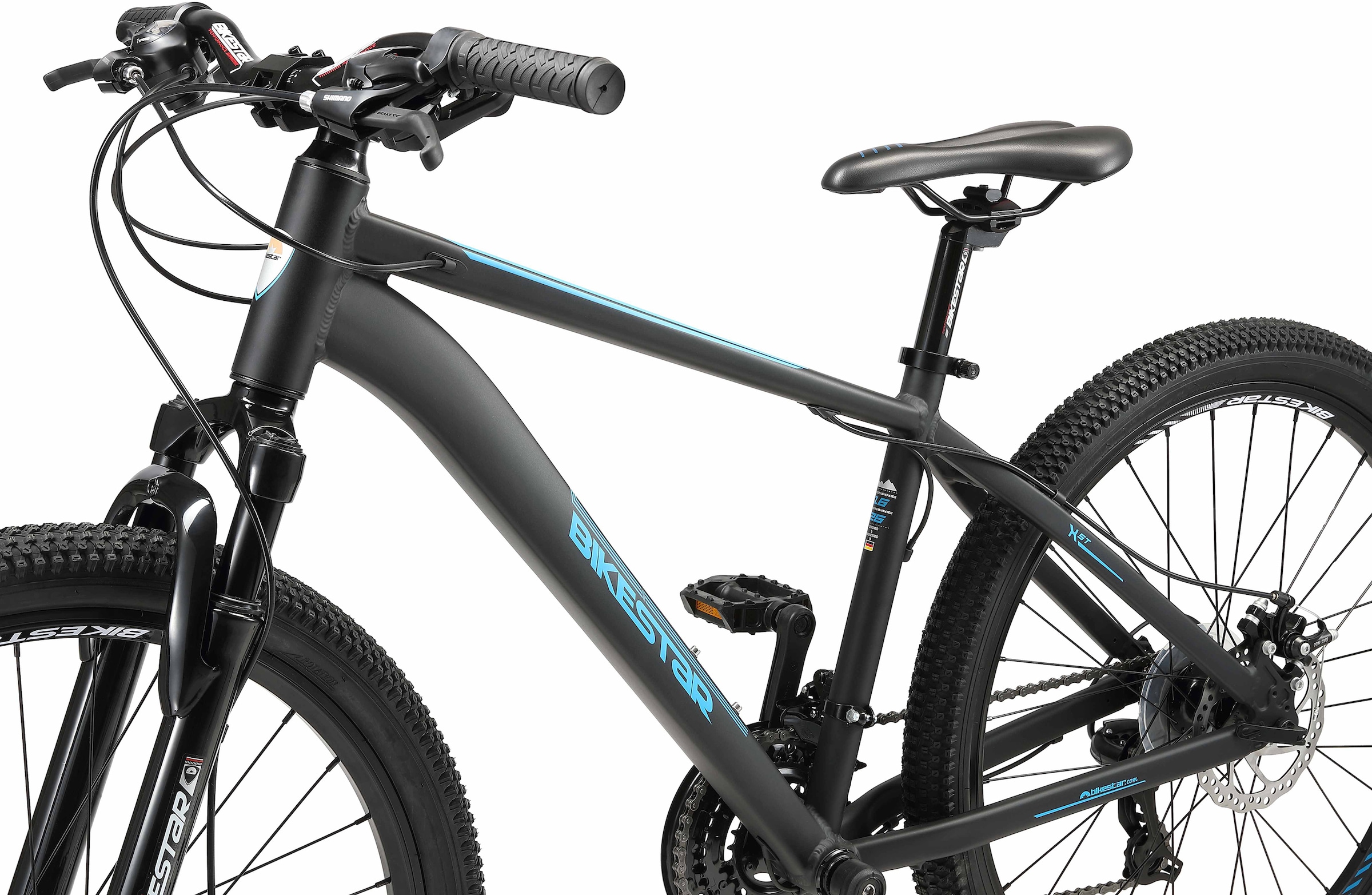 Bikestar Mountainbike, 21 Gang, Shimano, RD-TY300 Schaltwerk, Kettenschaltung, für Damen und Herren, Kettenschaltung