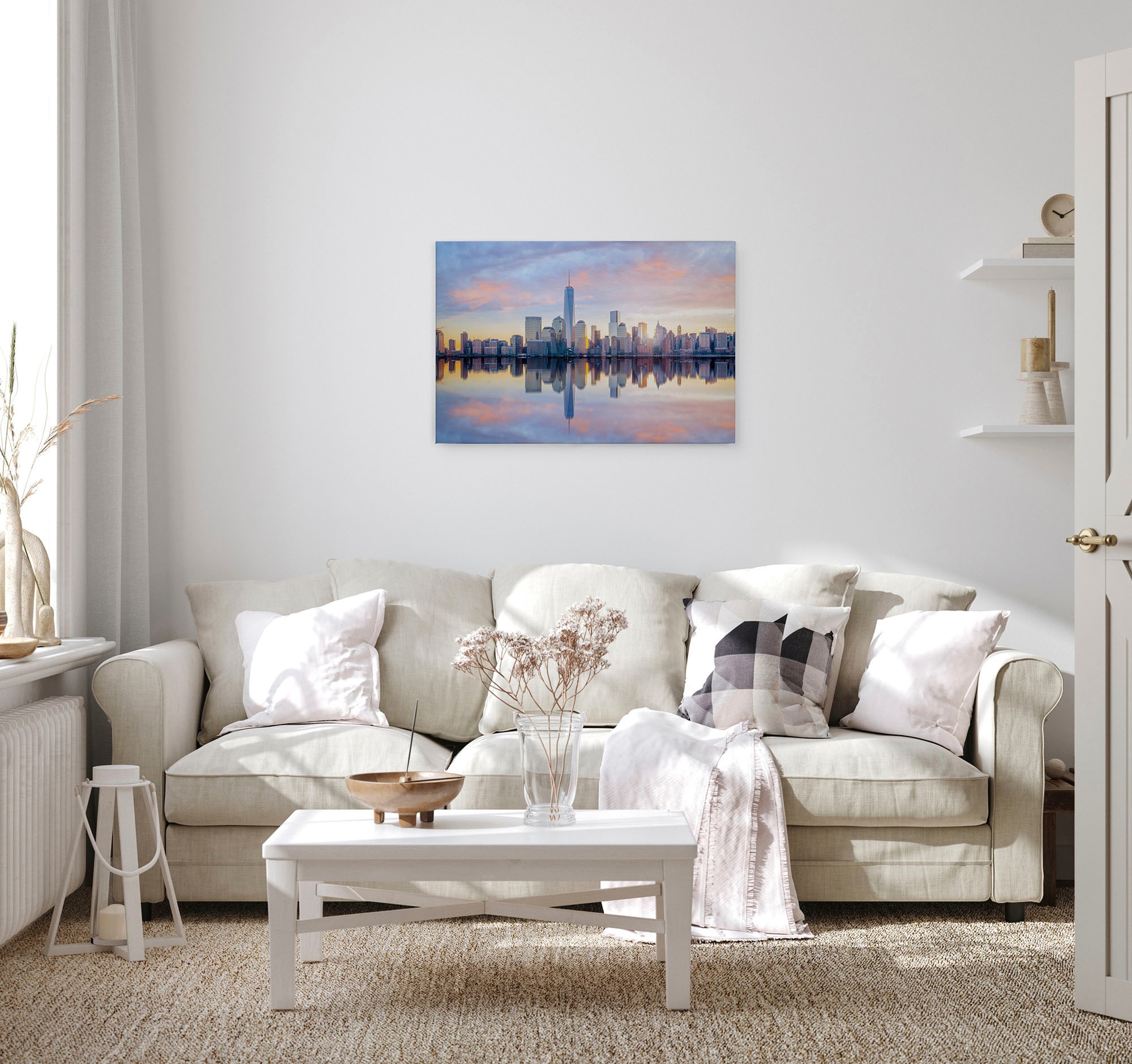 A.S. Création Leinwandbild »Skyline NY«, Kunst-New York-Kinder, (1 St.), Skyline Bild Keilrahmen Großstadt Leinwand-Bild Wohnzimmer modern Wand