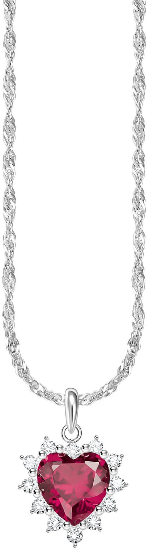 THOMAS SABO Kette mit Anhänger »Romance Herz-Kette, KE2305-013-10-L45V«, mit Zirkonia (synth.), Rubin