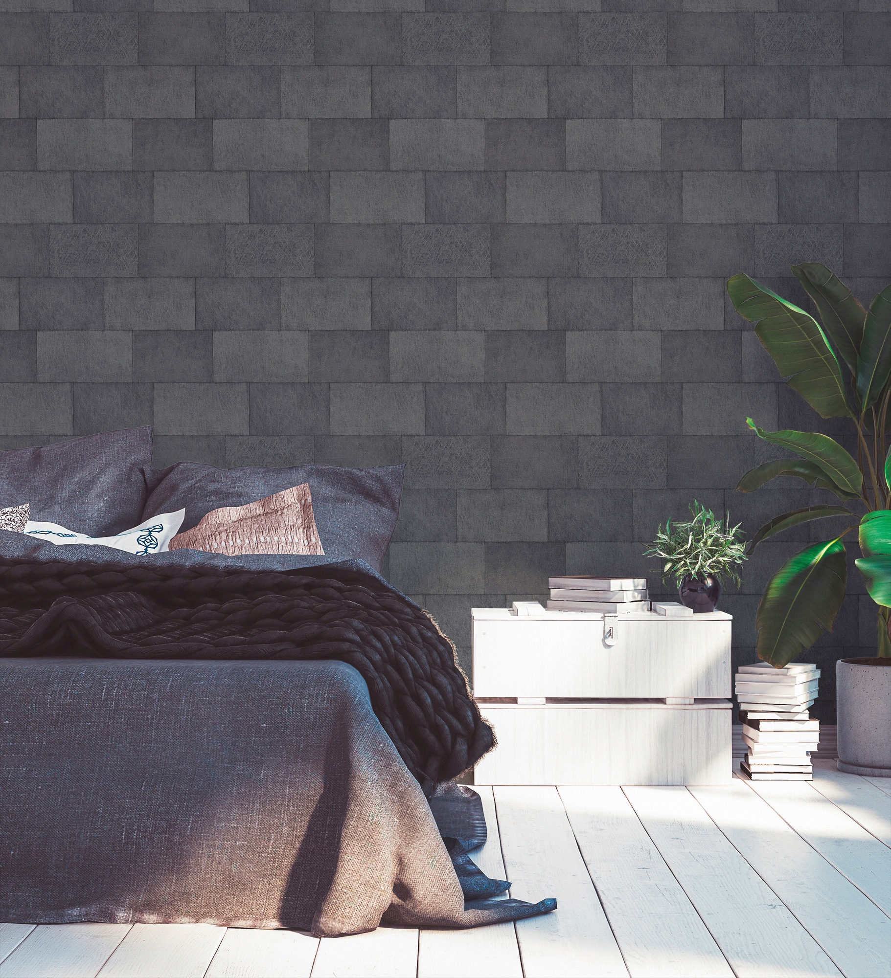 living walls Vliestapete »Titanium«, Steinoptik-gemustert-Motiv, Moderne Tapete Steinoptik Tapeten Wohnzimmer Schlafzimmer Küche Flur