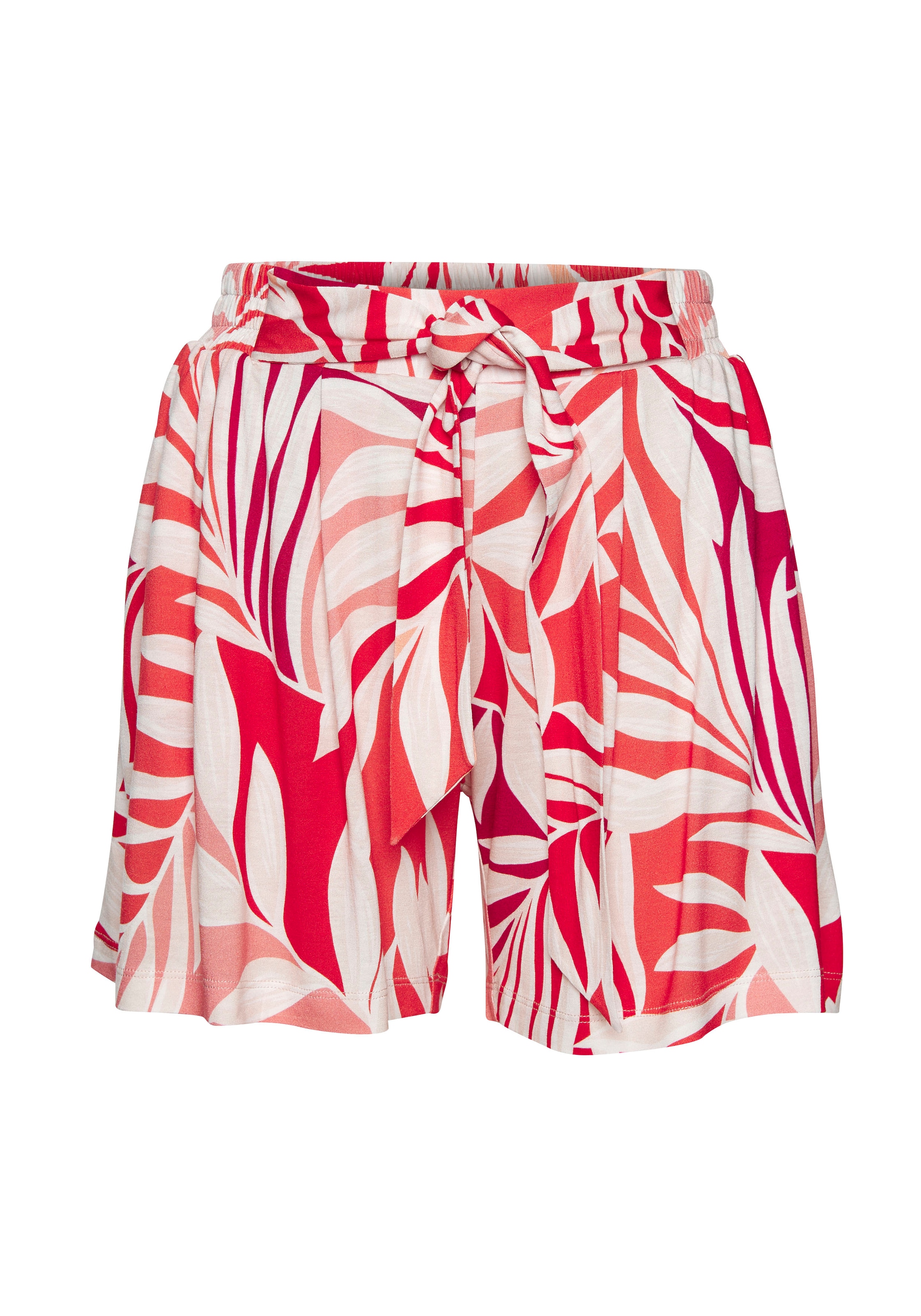 LASCANA Strandshorts, (mit fixiertem Bindegürtel), aus Viskosejersey, kurze Hose mit Alloverprint