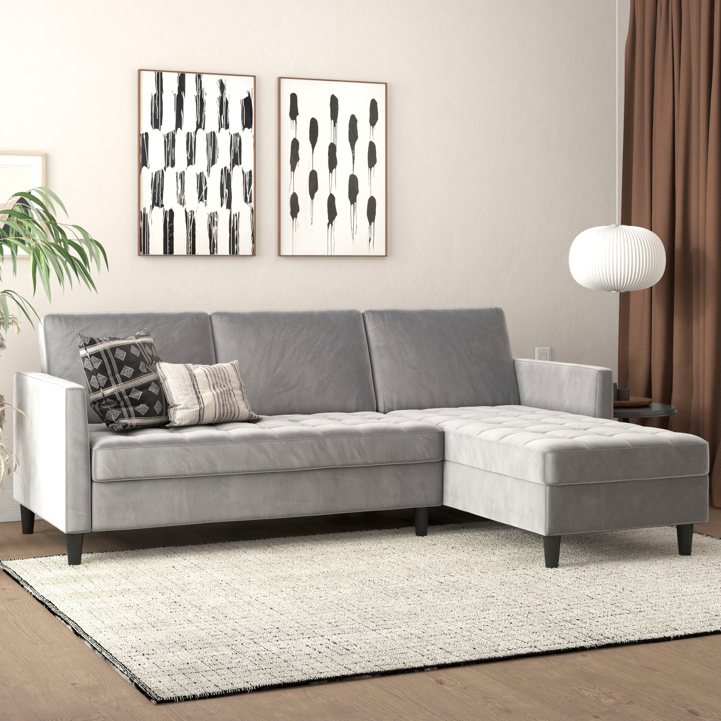 Dorel Home Ecksofa »Presley, L-Form,«, Ecksofa mit Bett-Funktion und Stauraum, verstellbare Rückenlehne