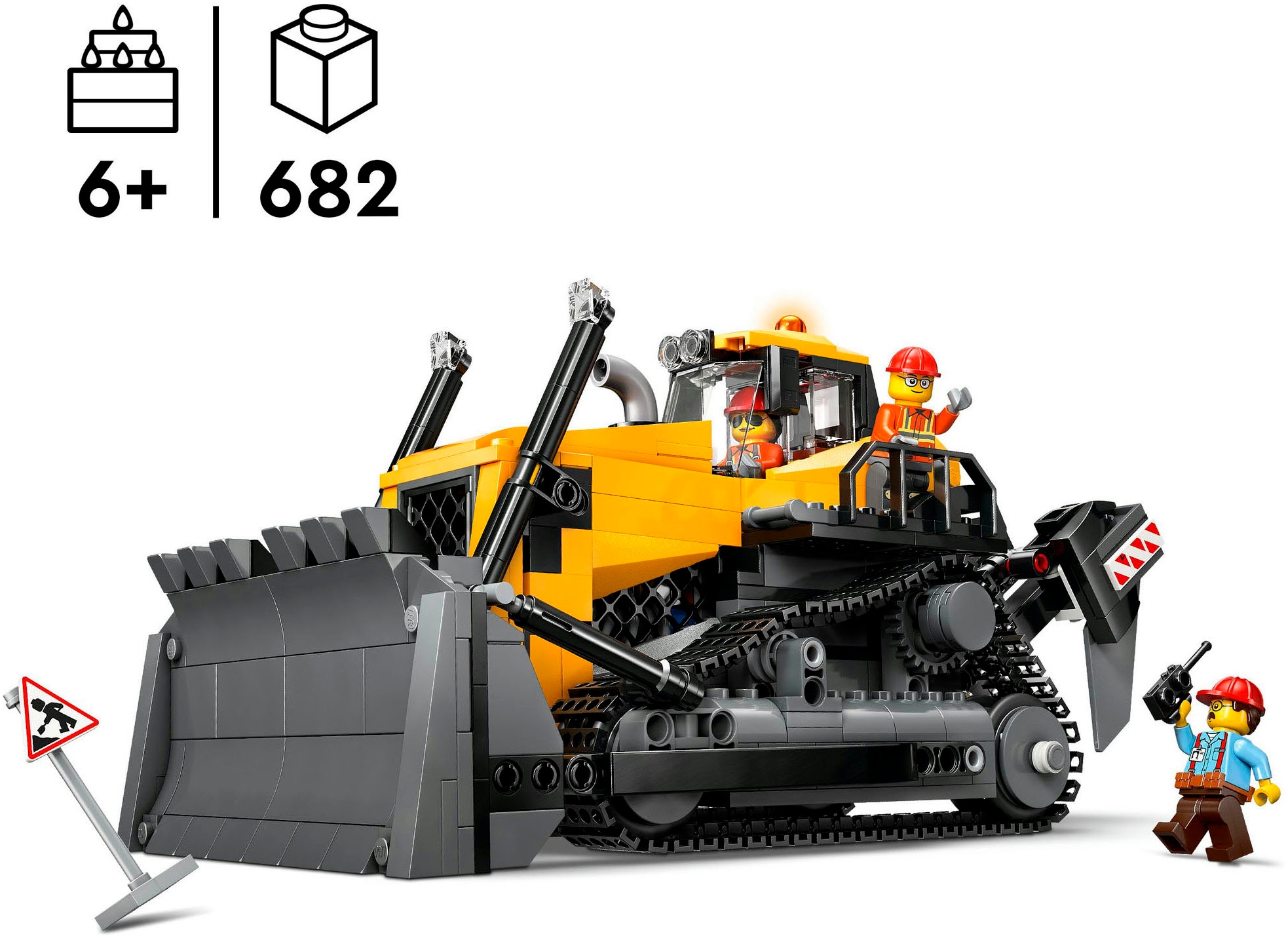 LEGO® Konstruktionsspielsteine »Gelber Bulldozer (60466), LEGO City«, (682 St.), Made in Europe