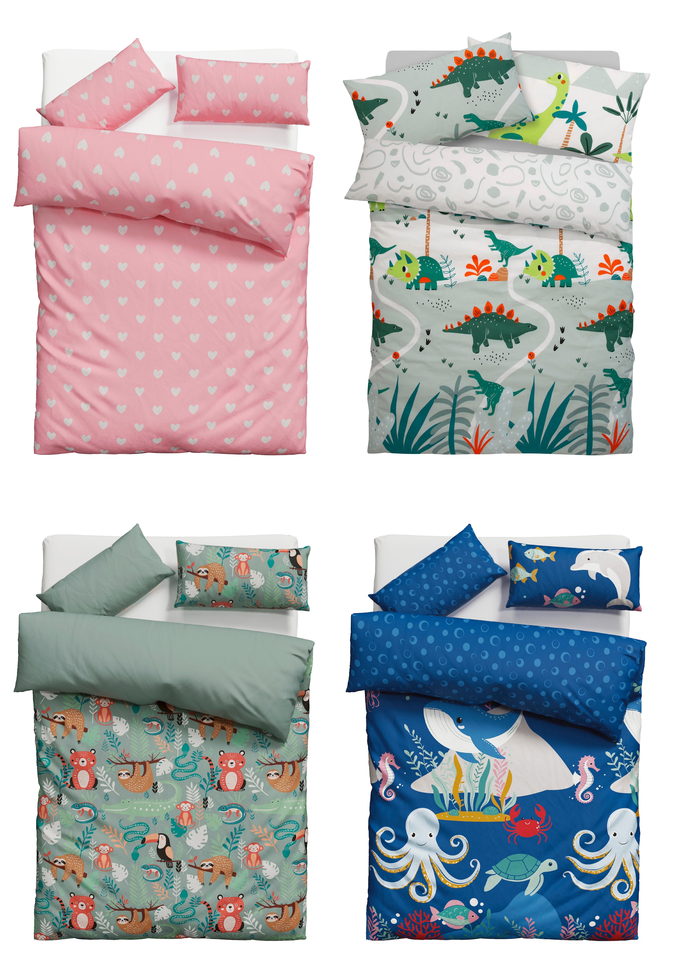 Lüttenhütt Kinderbettwäsche »CUDDLEE«, in vielen Designs: Dino,Einhorn,Weltraum,Baustelle,Herz,Trecker,Safari