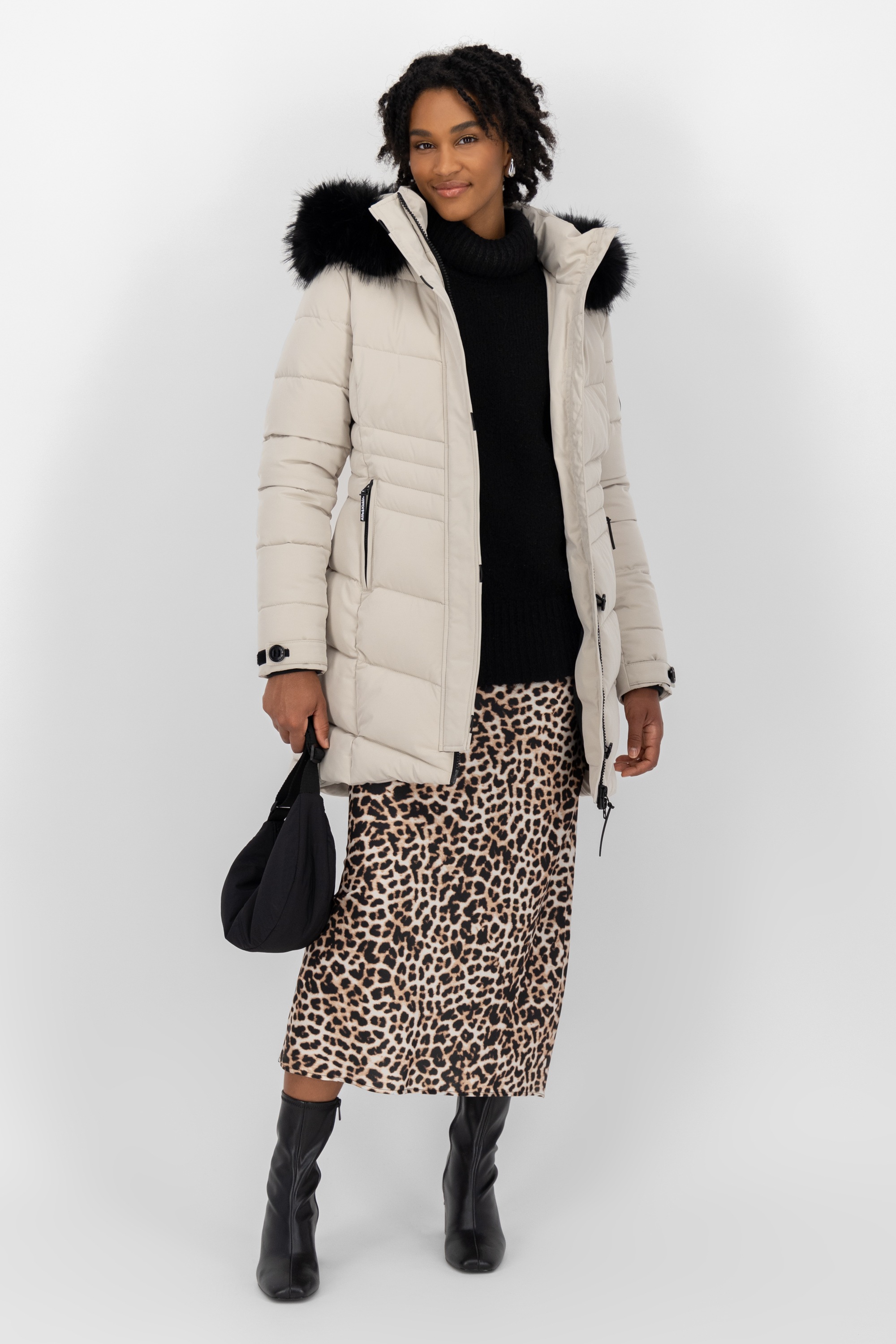 Alife & Kickin Winterjacke »Damen AmaliaAK A«, mit Kapuze, Lange gefütterte Damenwinterjacke mit abnehmbarer Kunstfellkapuze