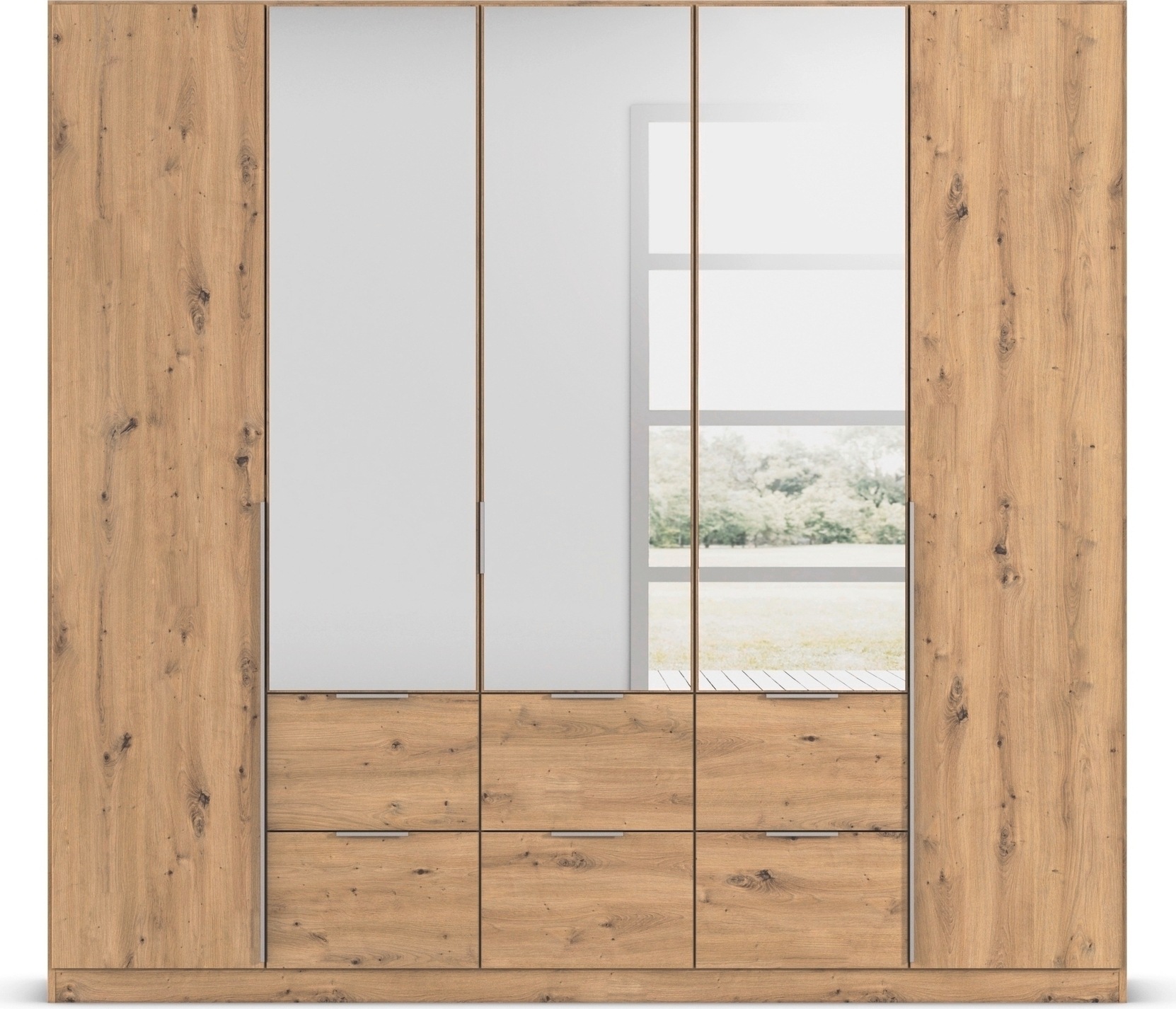 rauch Drehtürenschrank »Kleiderschrank Schrank Garderobe AGORDO mit Dekor- oder Hochglanzfront«, (in zwei Griff-Farben mit Dekor- oder Hochglanzfront), mit Außenschubkästen, in 6 Breiten und 2 Höhen MADE IN GERMANY