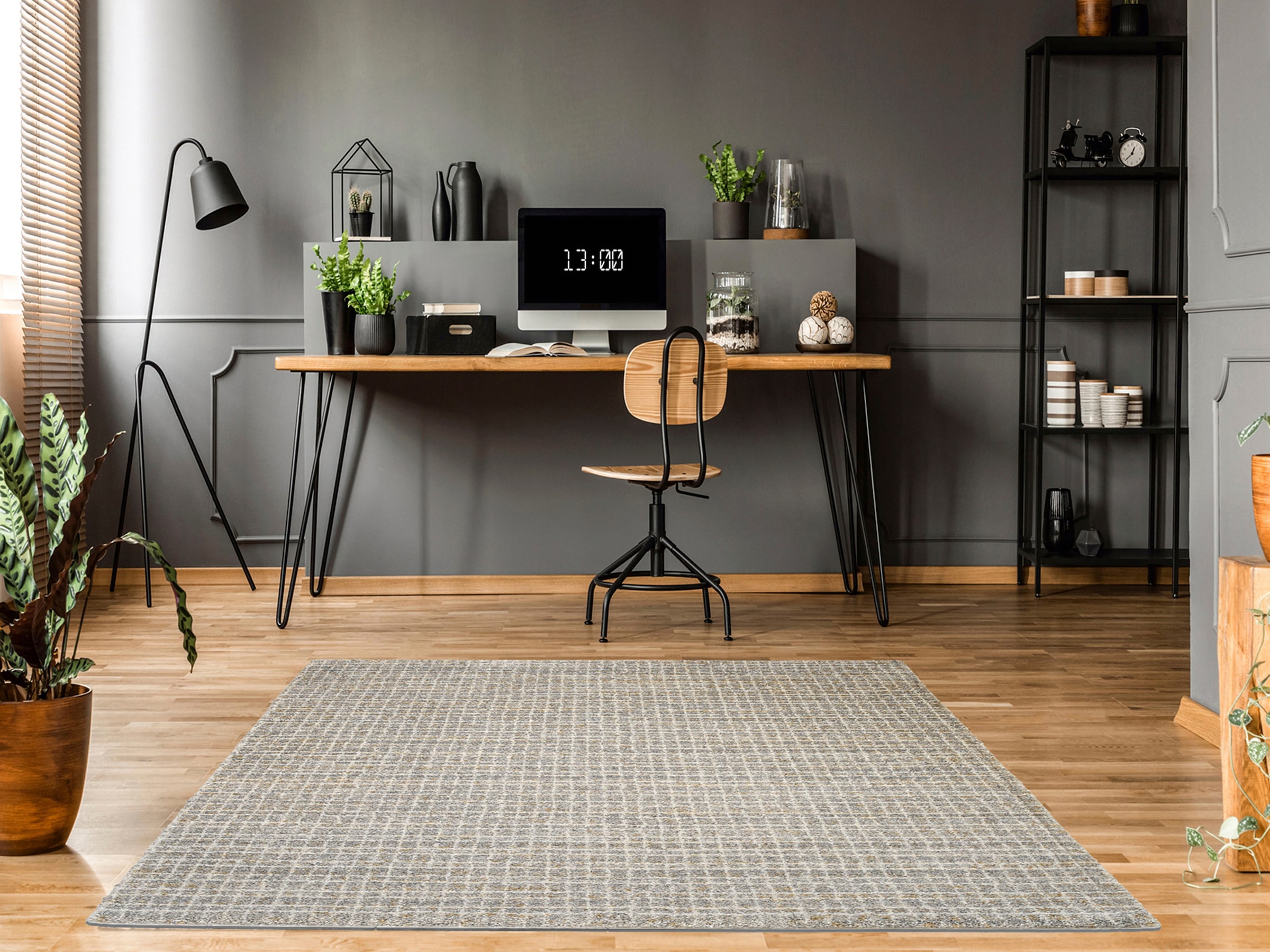 OCI DIE TEPPICHMARKE Teppich »NEW VILLA GEO«, quadratisch, 20 mm Höhe, fein kariertes Design, Wohnzimmer
