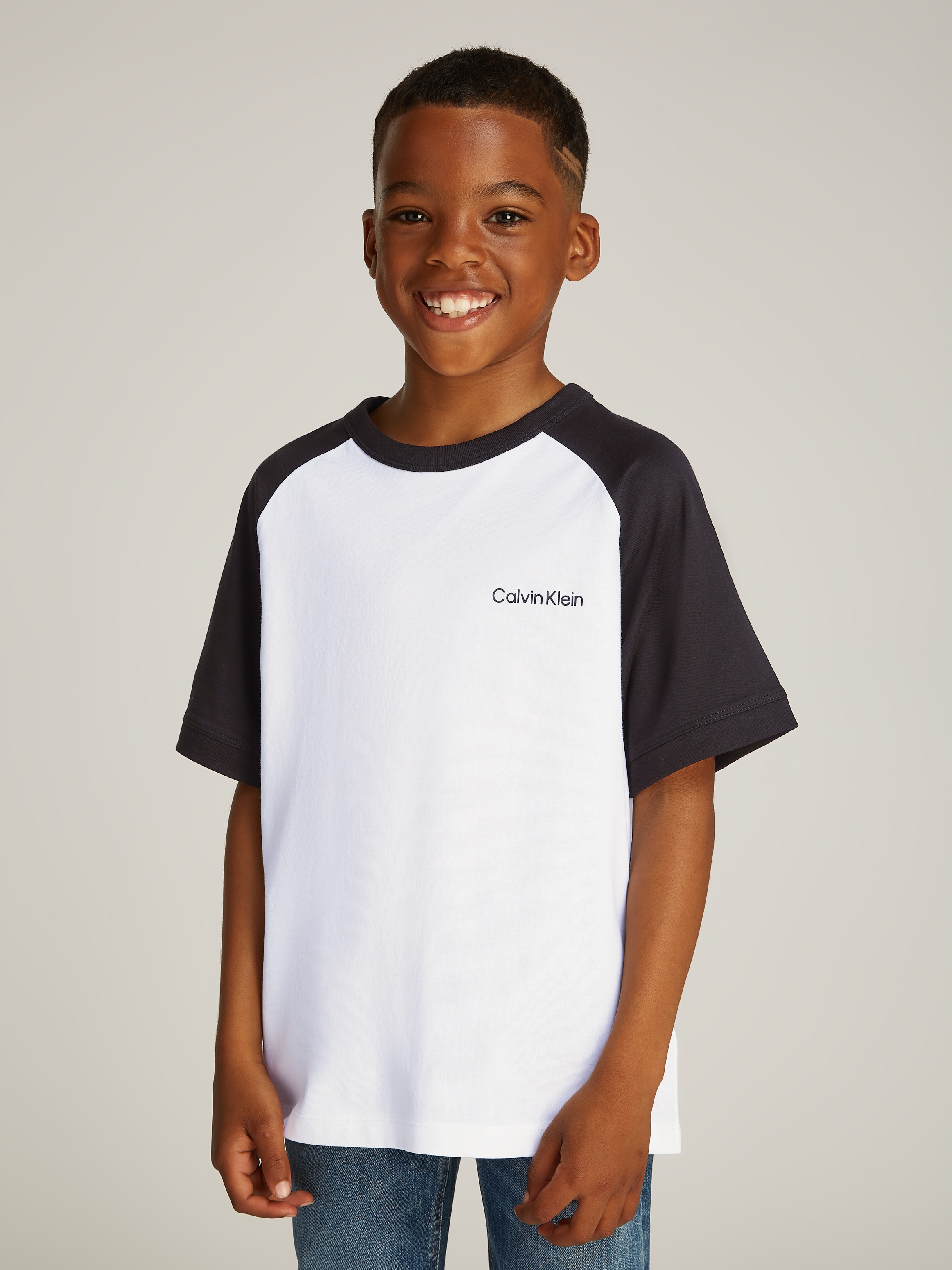 CALVIN KLEIN JEANS Rundhalsshirt »COLOR BLOCK SS T-SHIRT« für Kinder bis 16 Jahre mit Logoprägung Bright White 14 (164) 14 (164) T-Shirt von Calvin...
