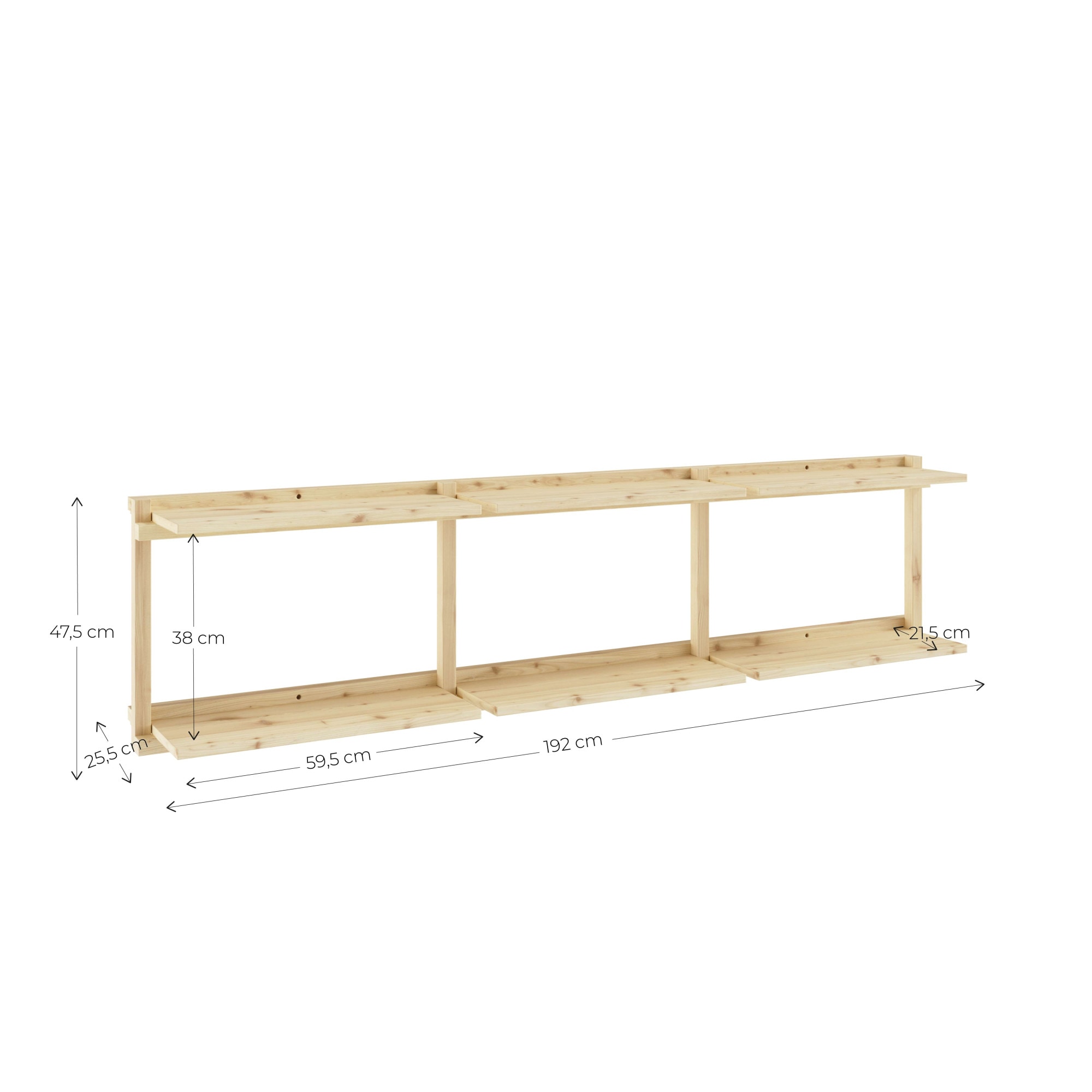 Karup Design Wandregal »Groove Shelving Wide, Wandregal, Aufbewahrung, Deko, Platzsparend«, (B/T/H ca: 192x25,5x47,5cm), inkl. 6 Abnehmbare Regalböden aus FSC®-zertifiziertem Massivholz