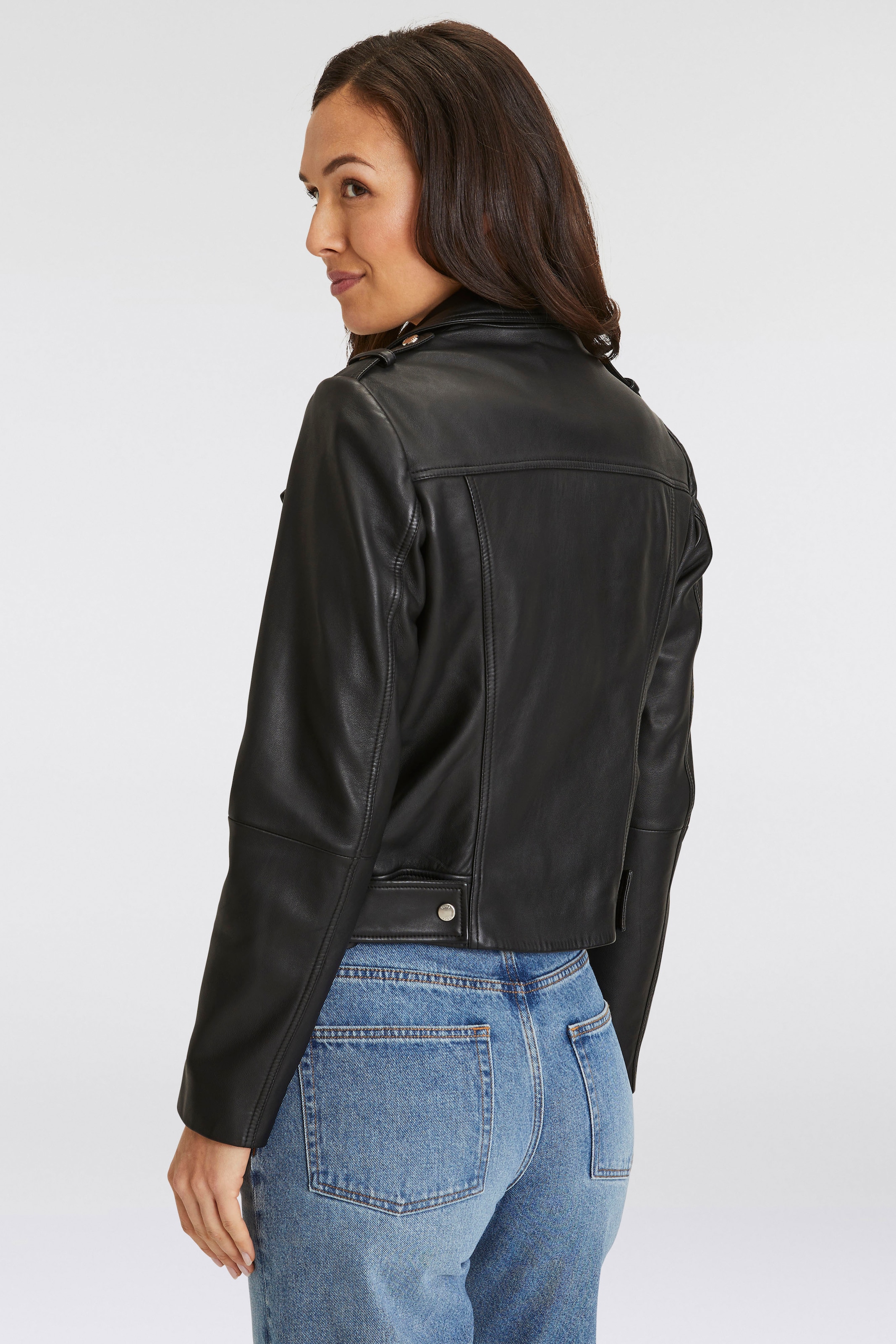 BOSS ORANGE Lederjacke »Sameli Premium Damenmode«, mit Ziergürtel