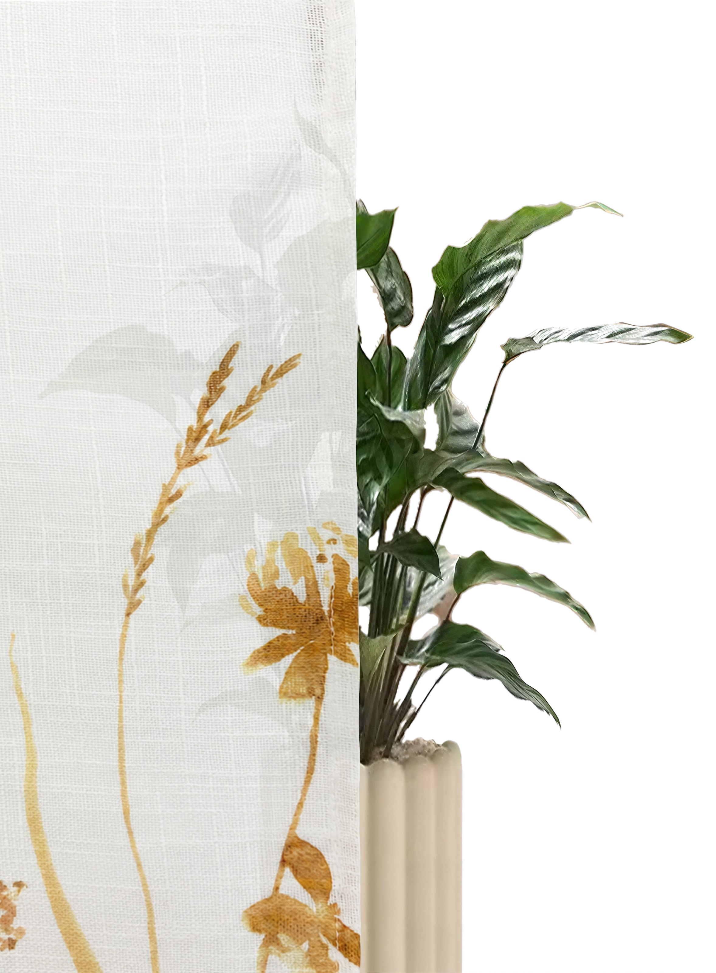 OTTO home Scheibengardine »Rikkert« Stangendurchzug 1 Stk. tlg. Lichtschutz, Leinen-Optik mit Naturmotiv, verschiedene Größen