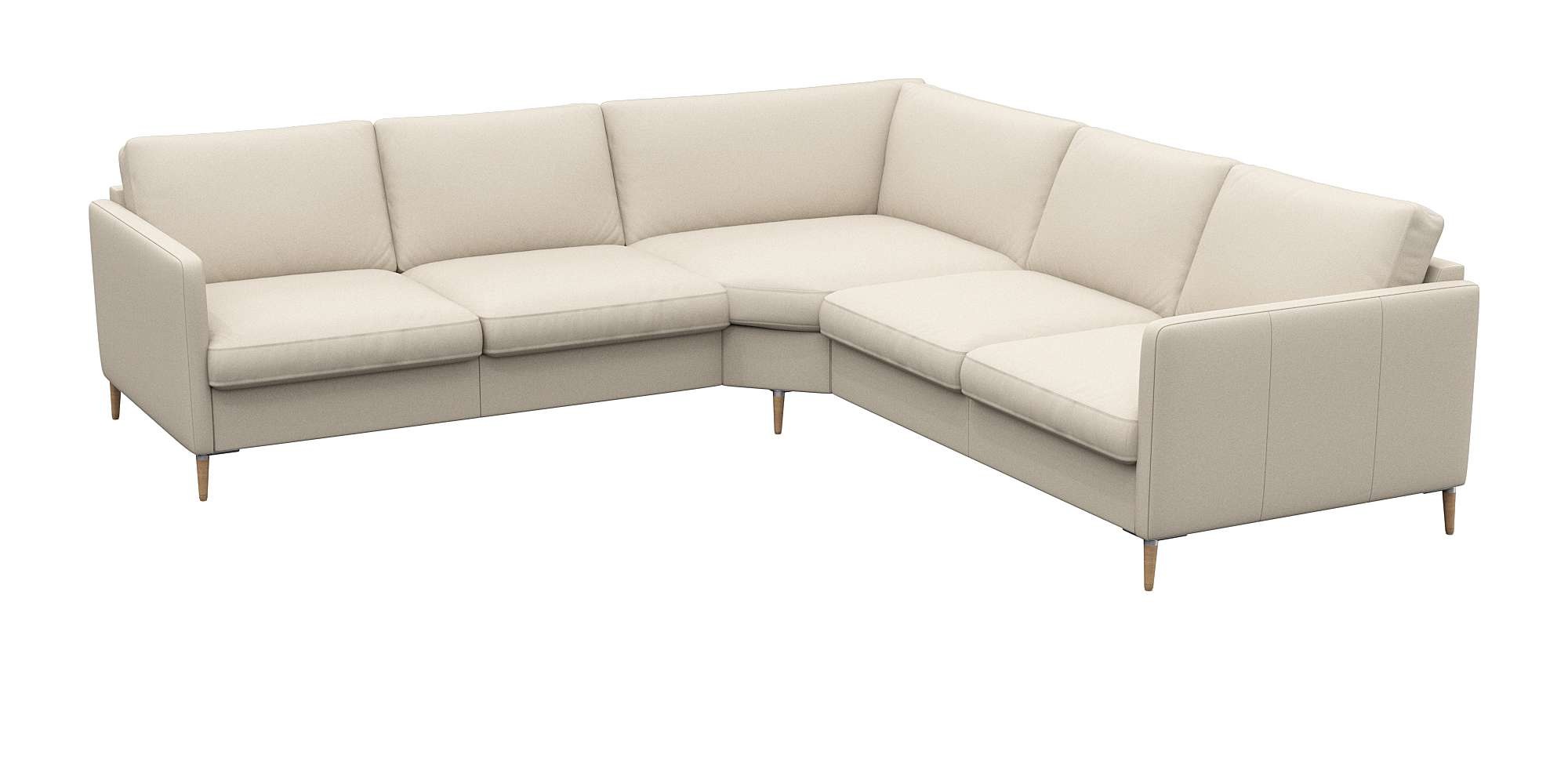 FLEXLUX Ecksofa »Fiore, gleichschenklig, bequem durch hochwertigem Sitzaufbau«, schmale Armlehnen, Kaltschaum, Füße Alu+ Eiche