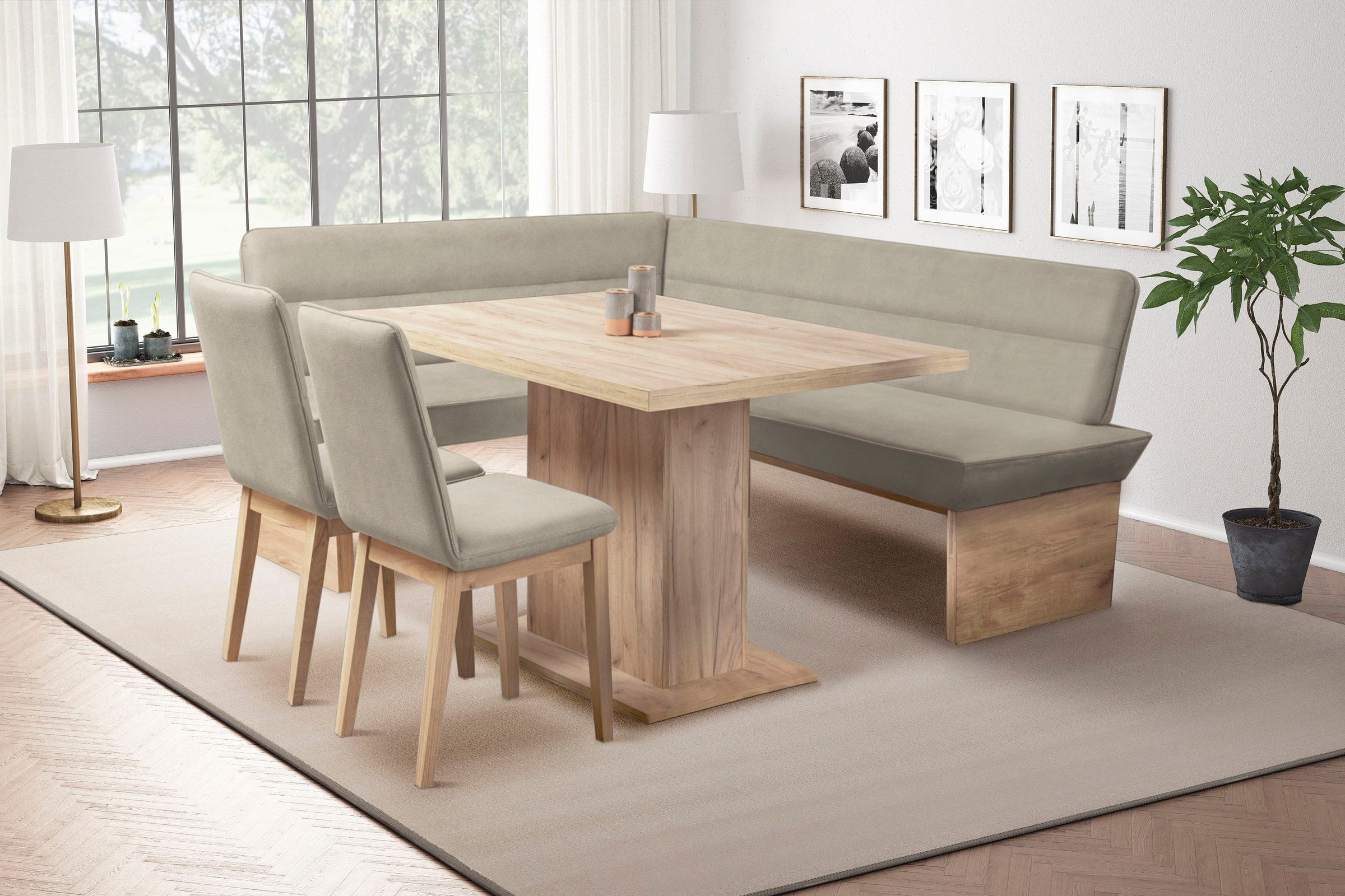 Home affaire Eckbank "Beluna Polsterbank, Sitzecke" mit Wellenunterfederung günstig online kaufen