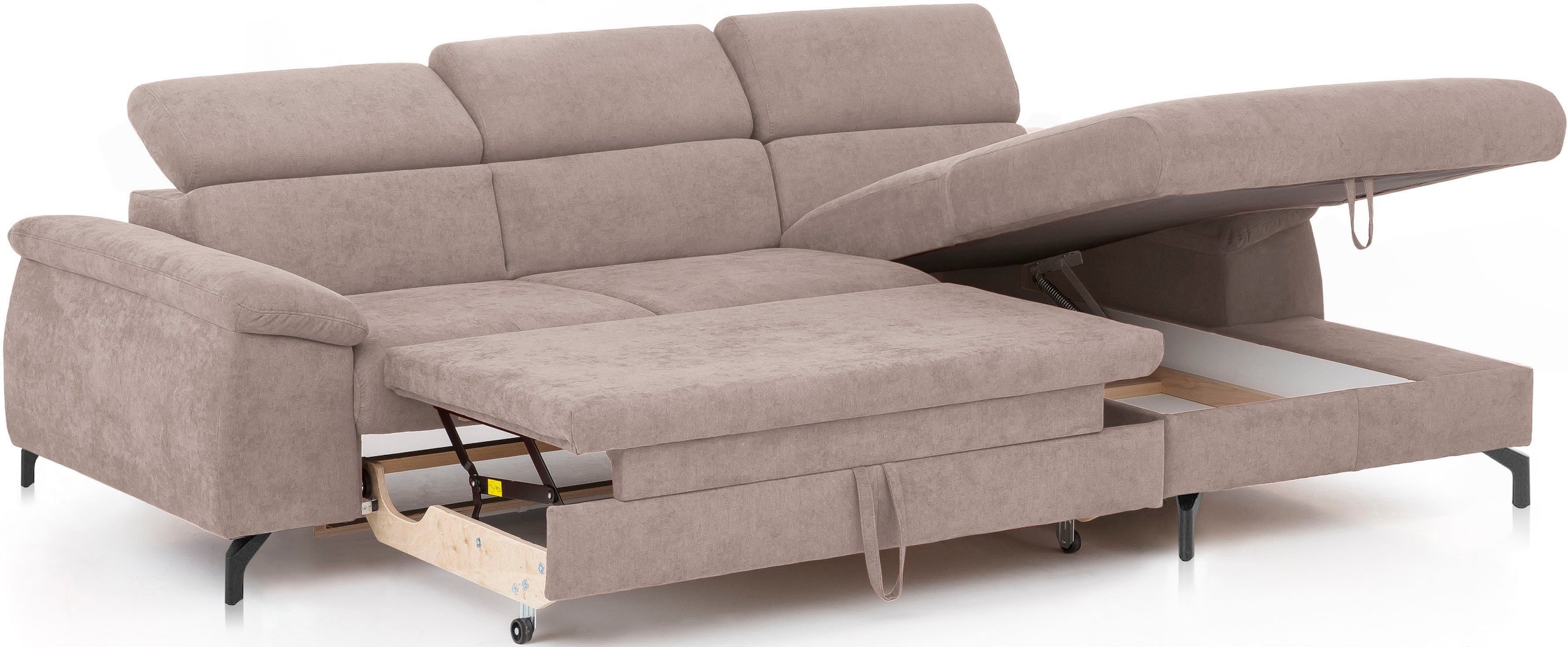 COTTA Polstergarnitur »Komaris L-Form«, (Set), Set bestehend aus: Ecksofa mit Kopfteilverstellung & Hocker