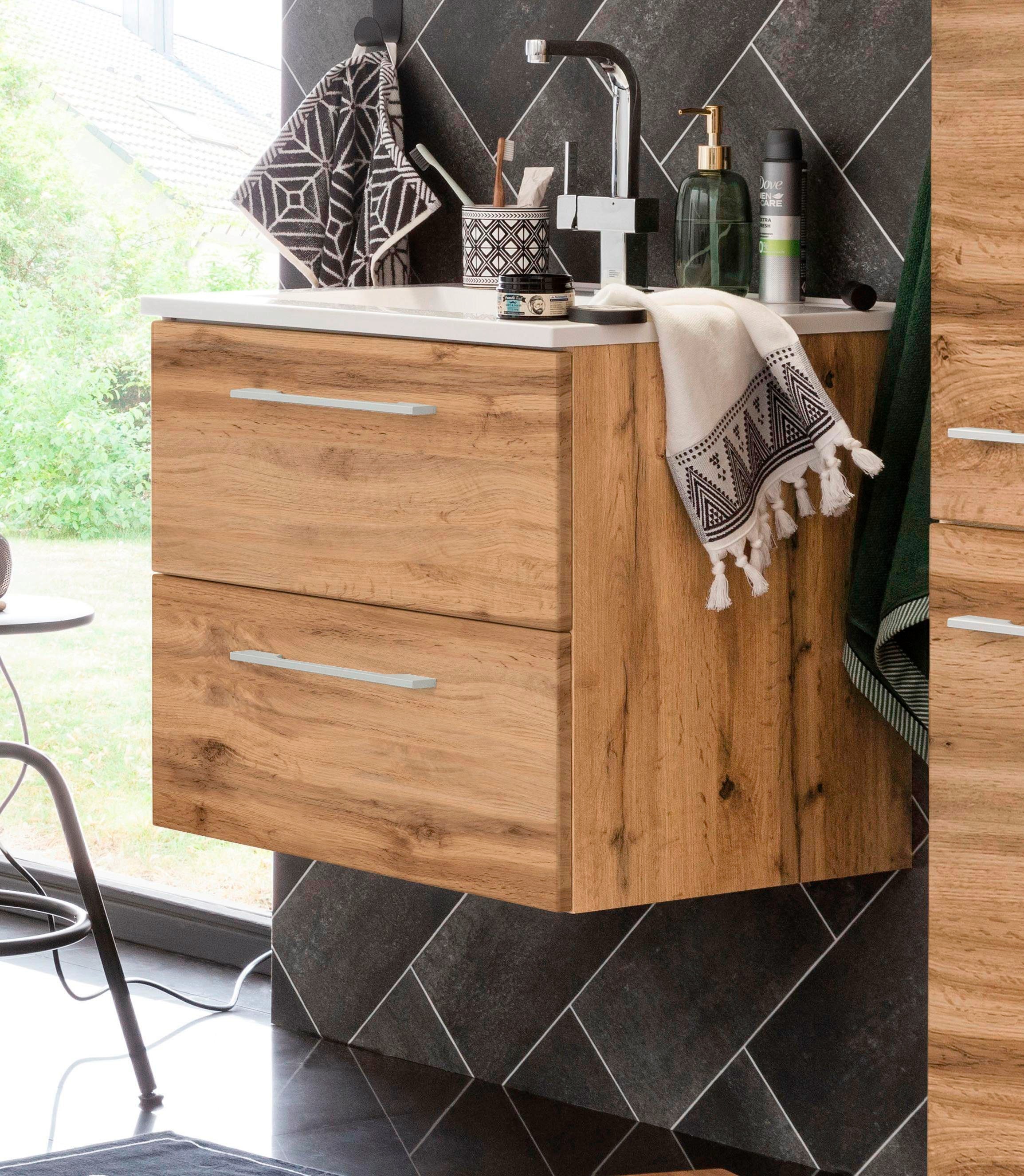 welltime Waschbeckenunterschrank »Soria«, Badmöbel, Waschtisch inkl. Waschbecken, Breite 60 cm