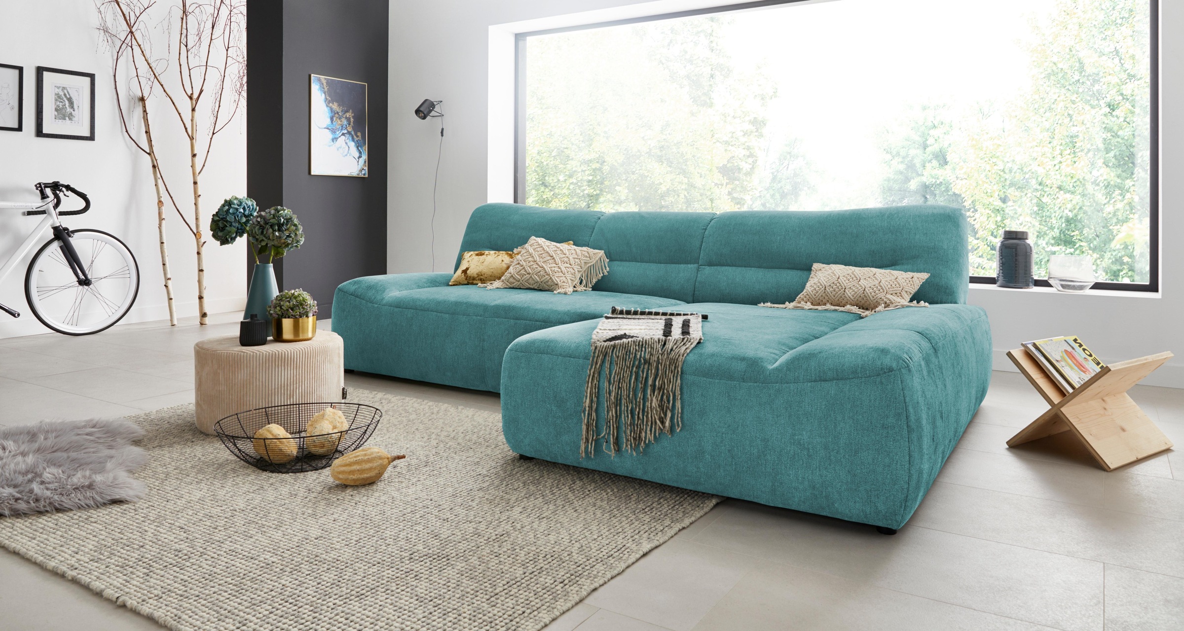 DOMO collection Ecksofa »Cesena moderne Polsterecke mit flachen Armlehnen, L-Form«, fester Sitzkomfort, frei im Raum stellbar